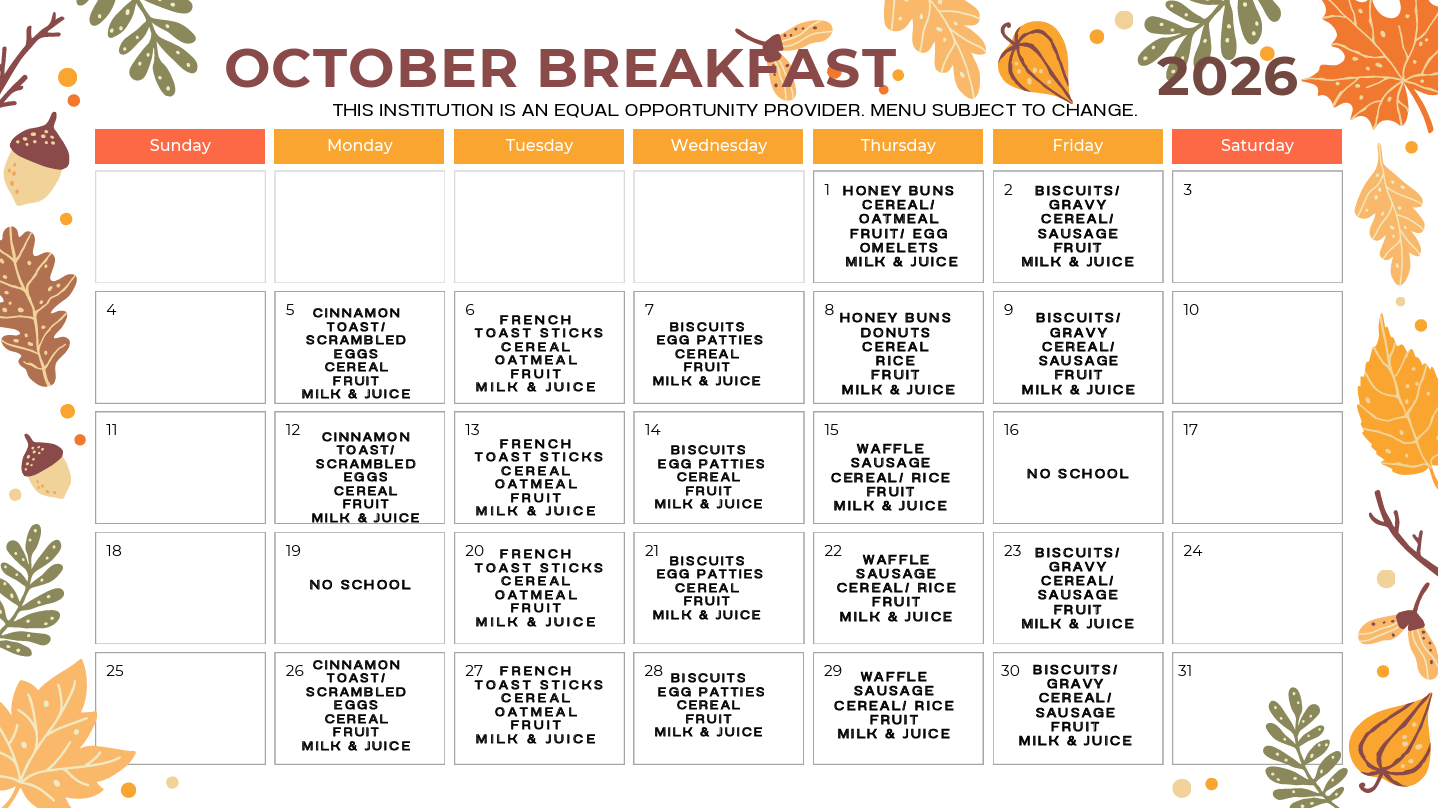 October Menu