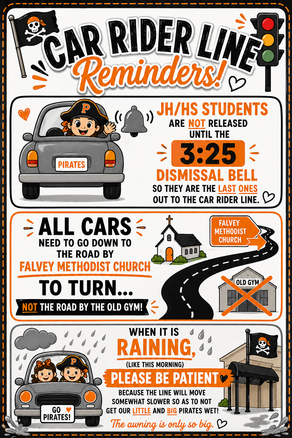 Car rider line reminders! 