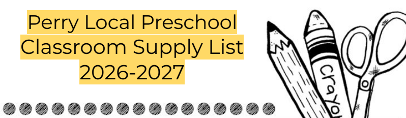 Preschool Classroom Supply List 2026-2027