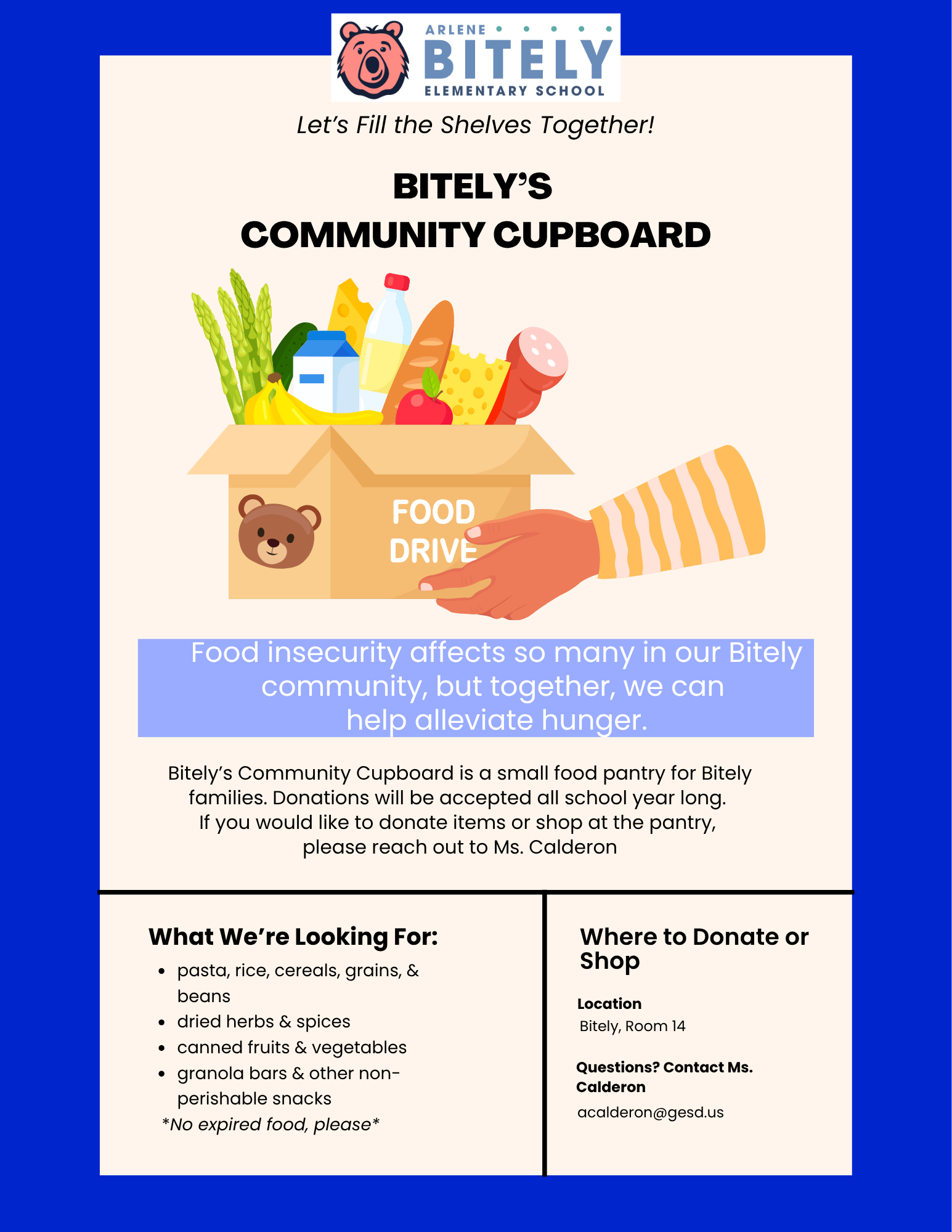 Please Donate to Our Community Cupboard