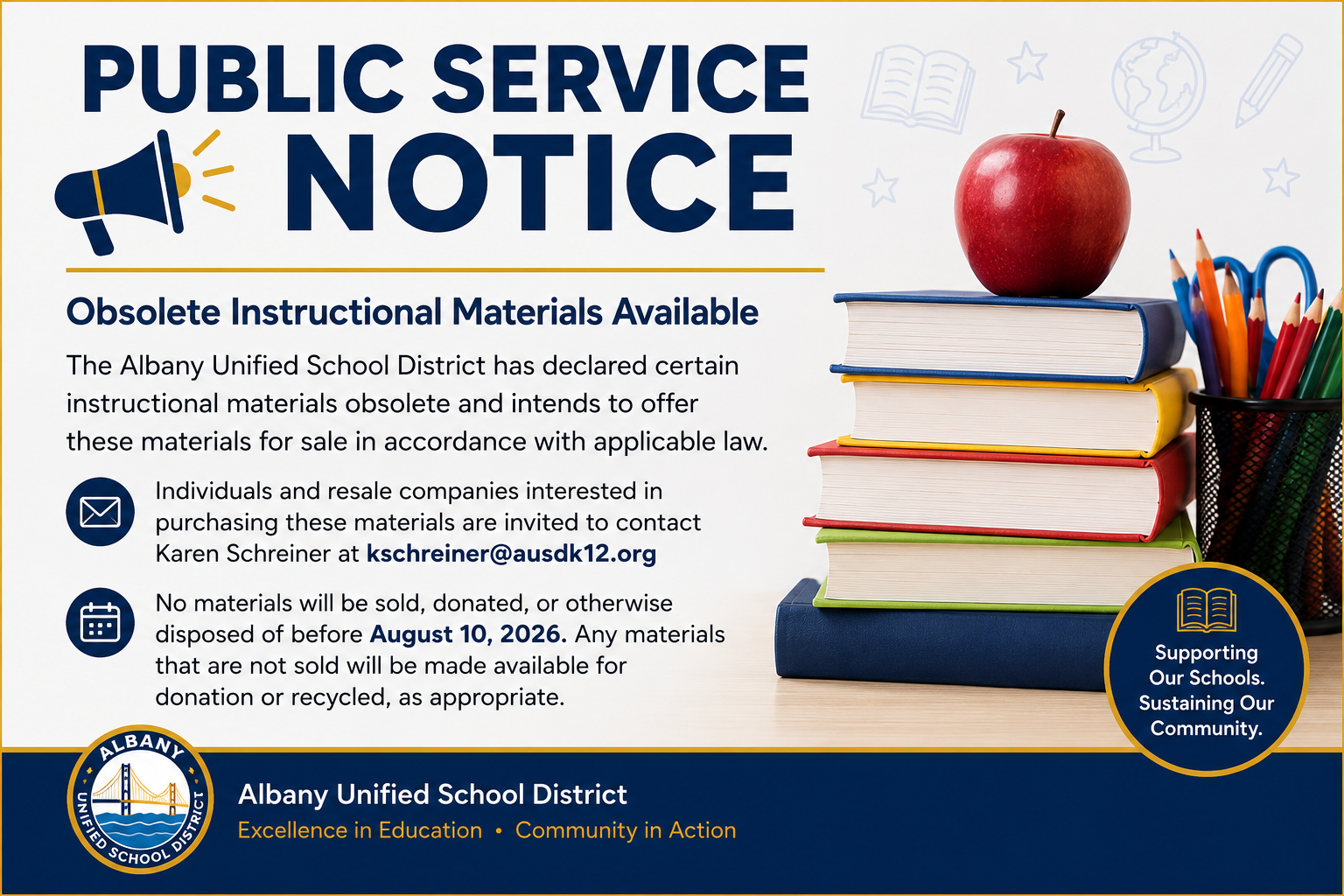 Public Service Notice: Obsolete Instructional Materials Available