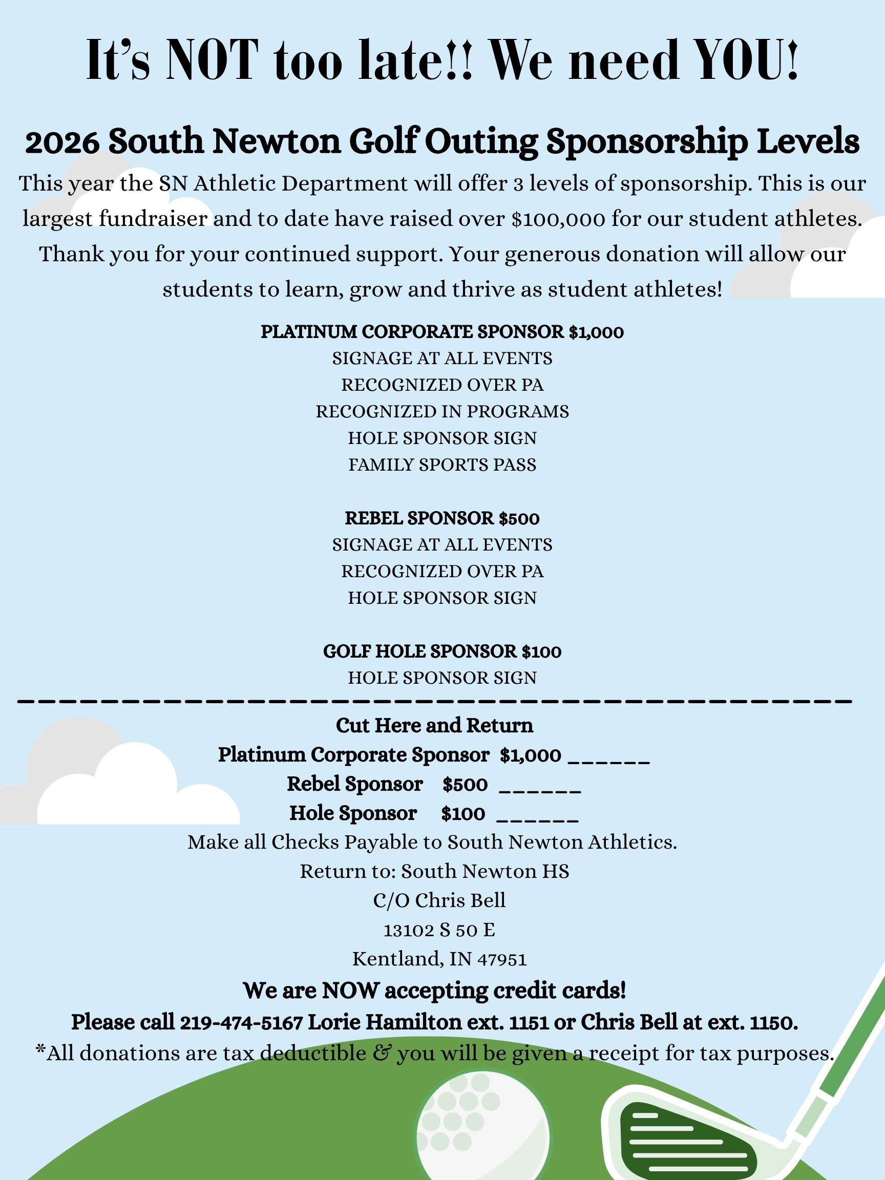 Please support our athletic programs!