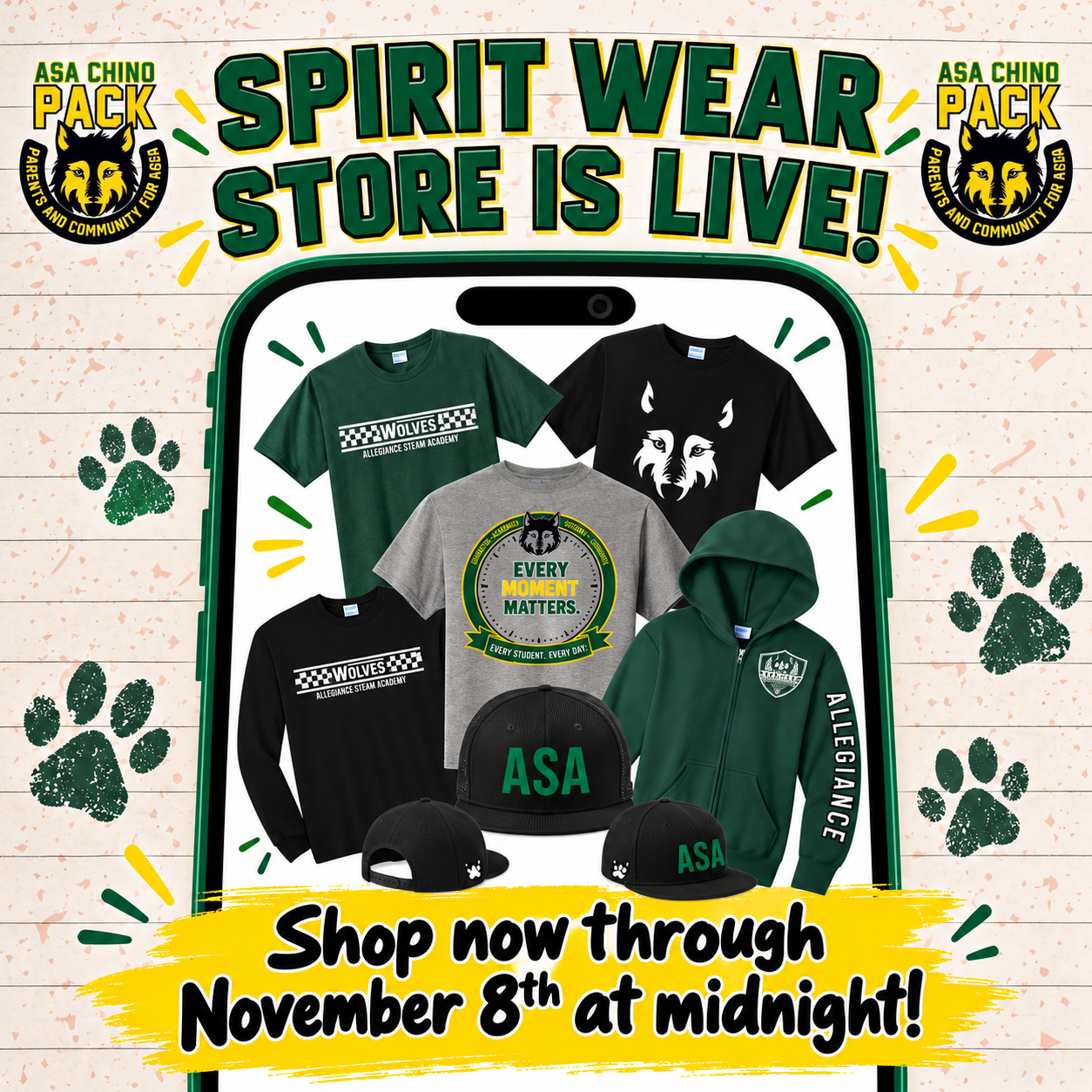 🐺💚 ASA SPIRIT WEAR IS HERE! 💛🖤