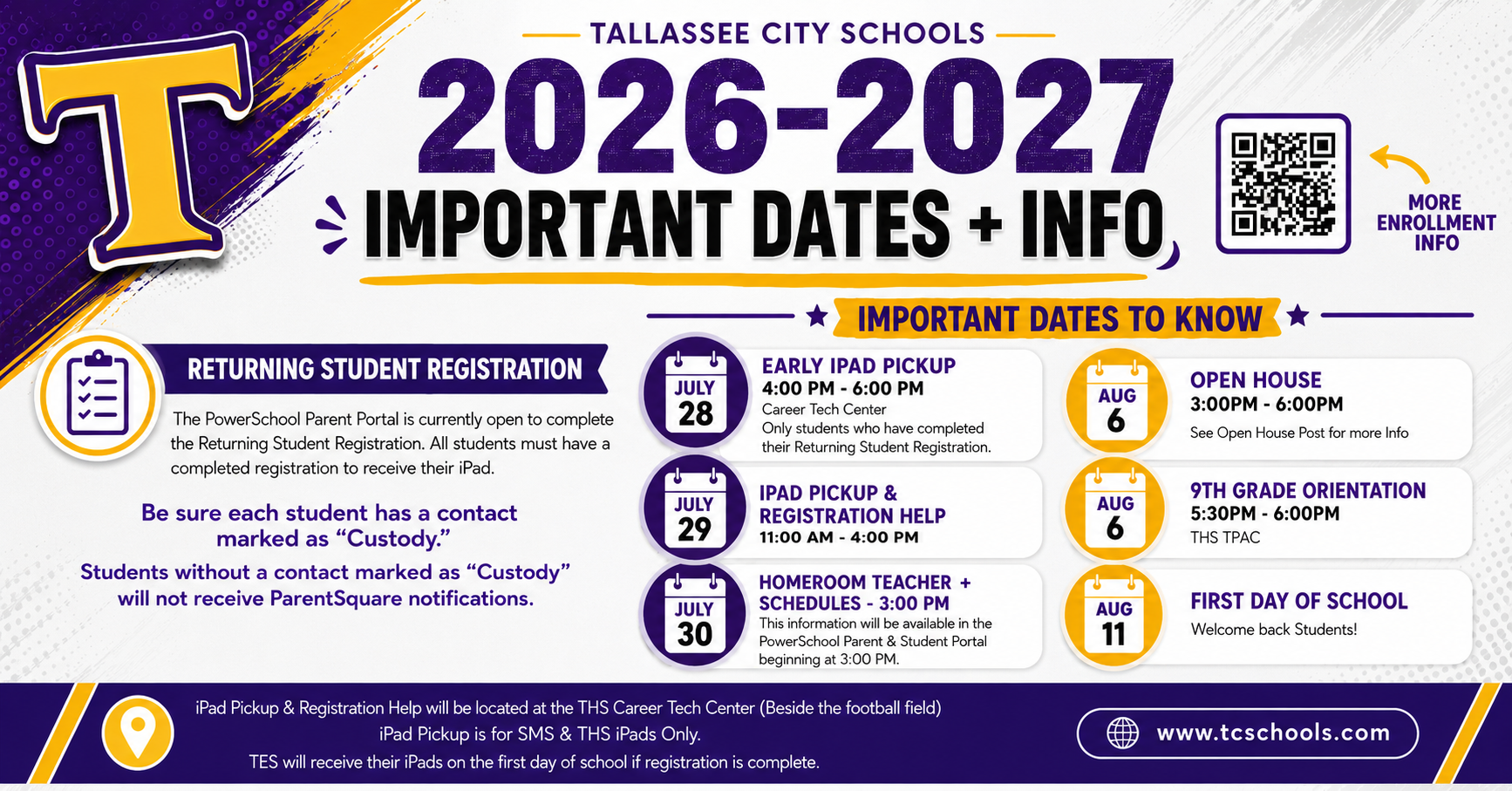 2026–2027 Back-to-School Dates & Information