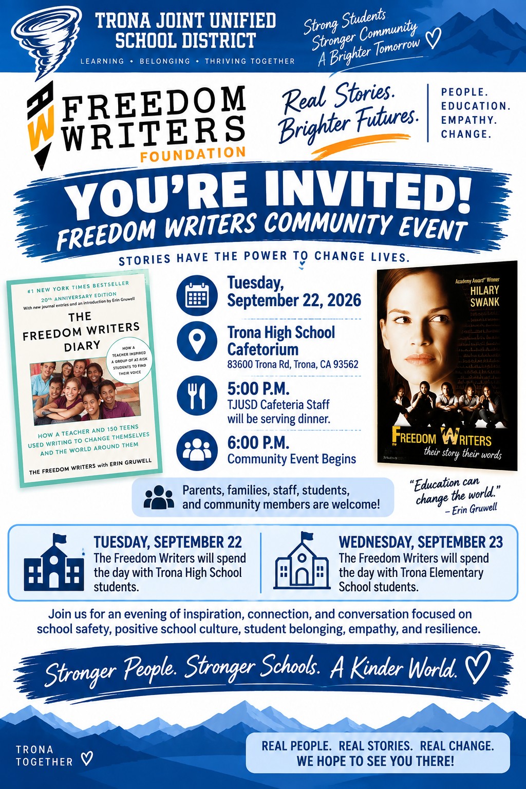 Join us for a TJUSD Freedom Writers Event!!!