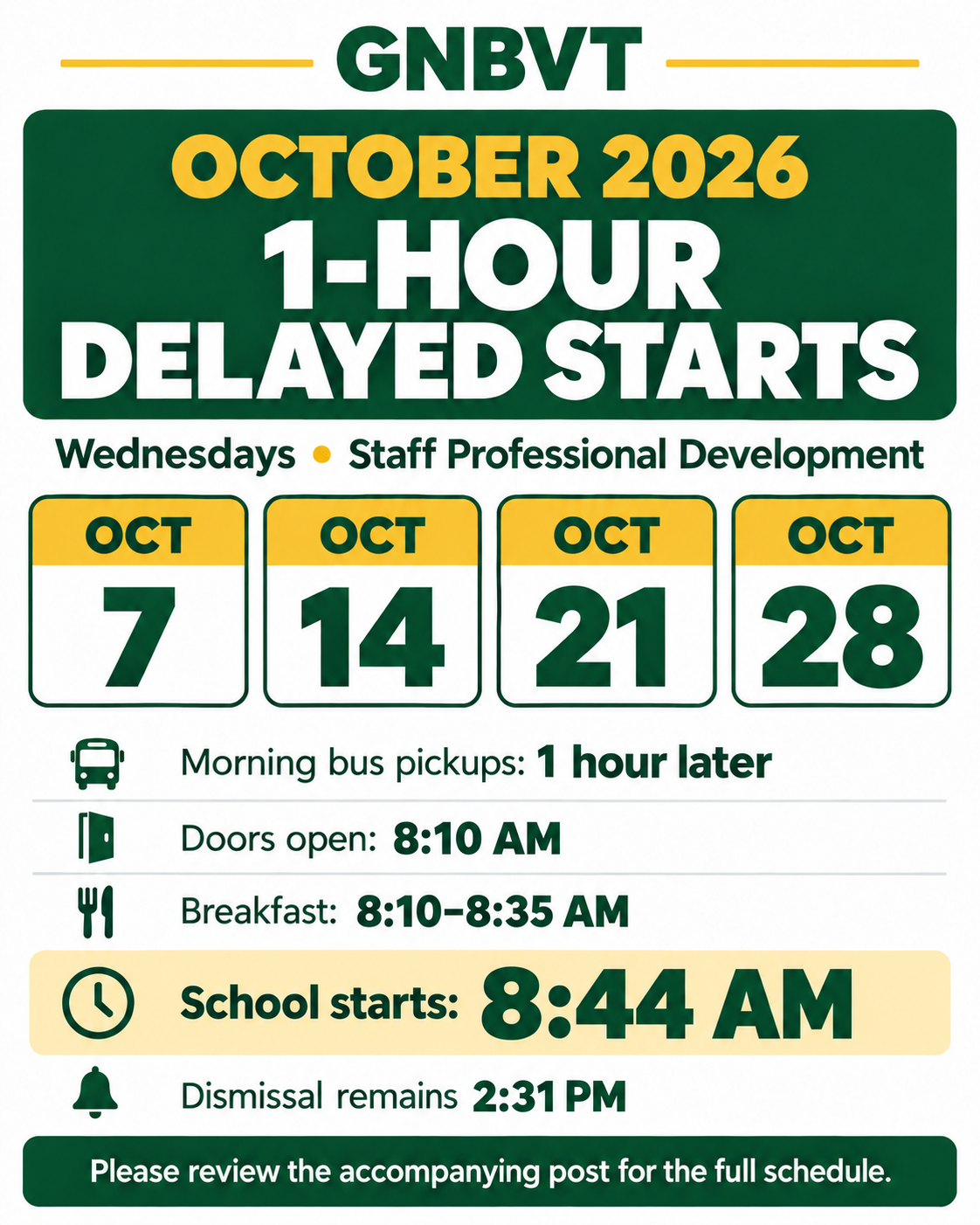 1-hour delayed starts