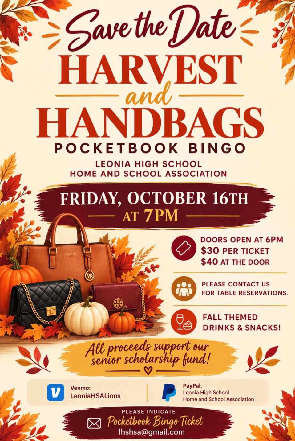 LHS HSA Pocketbook Bingo - October 16th