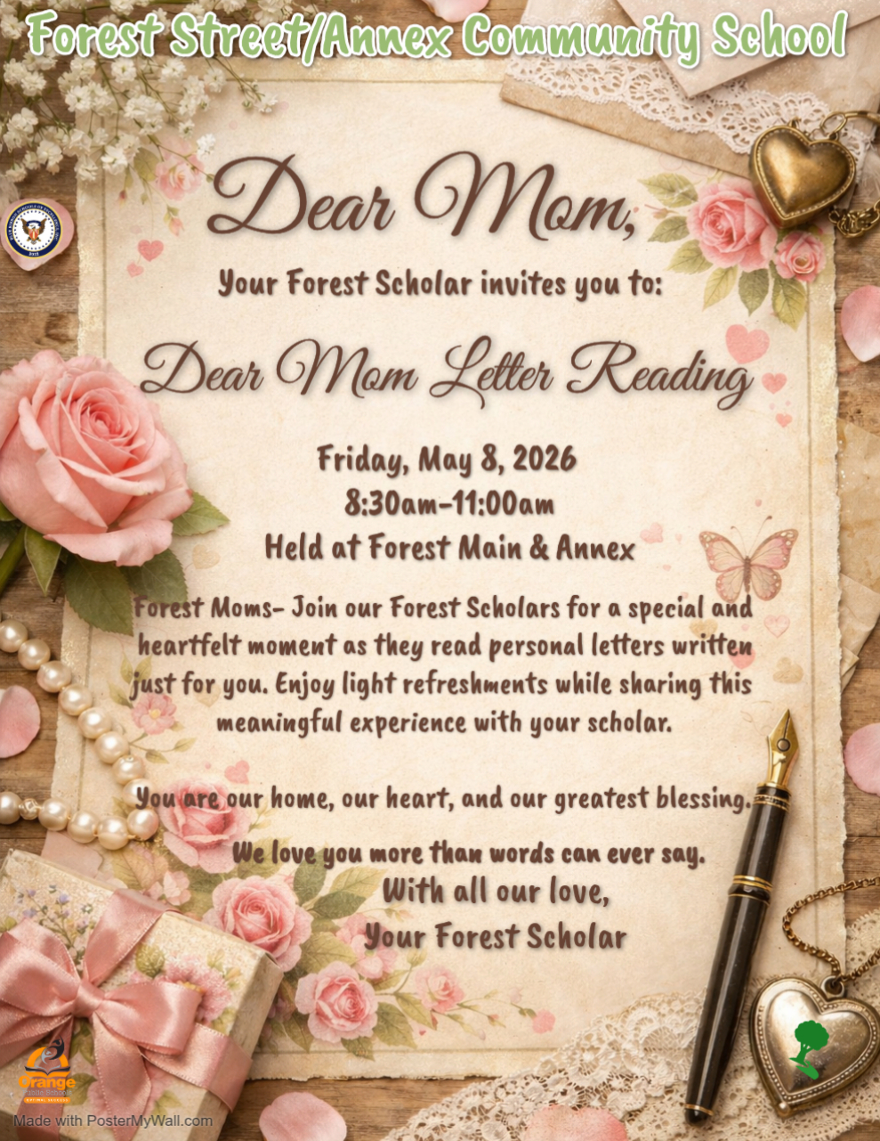 Reminder-Forest Moms don't forget to sign up for Dear Mom Letter Reading!