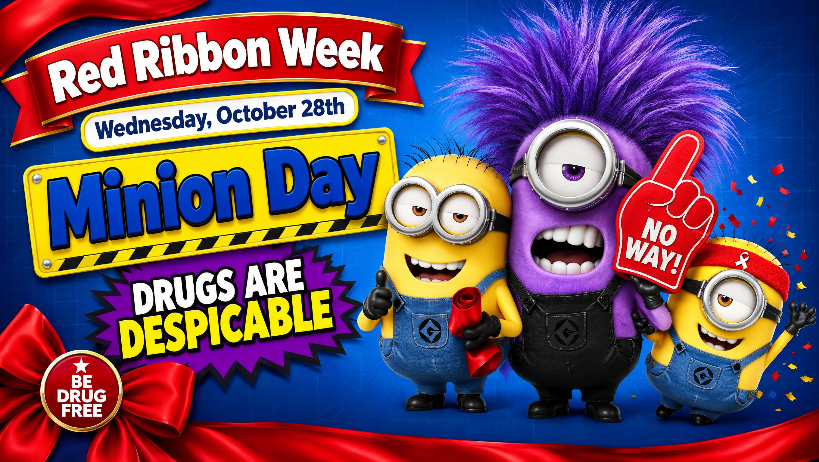 Red Ribbon Week: Wednesday October 28th, Minion Day: Drugs are Despicable