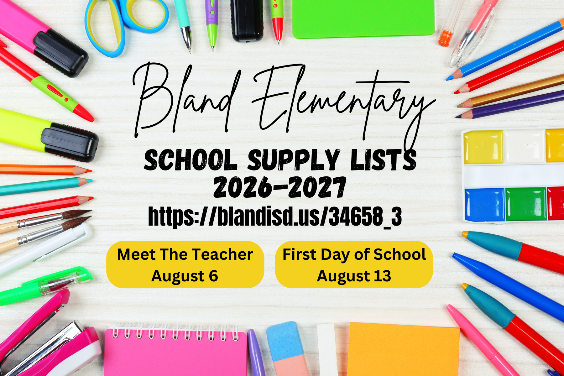 School Supply Lists 26-27 