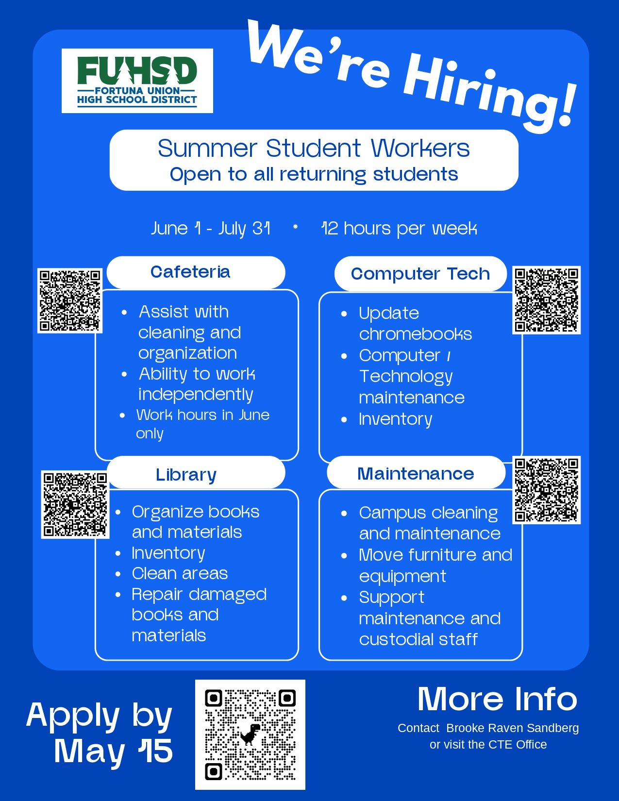 Student Summer Workers Needed!