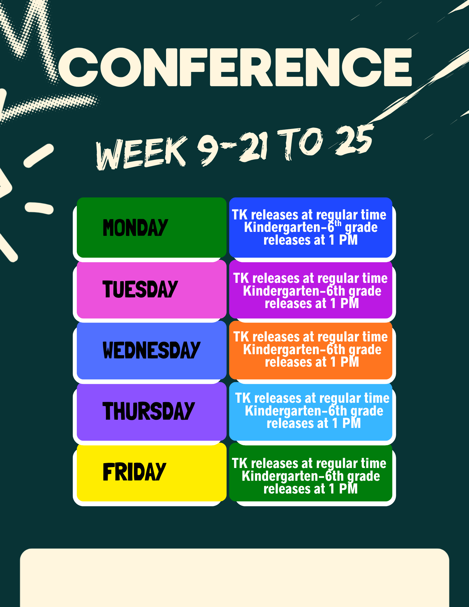 Conference Week September 21st-25th