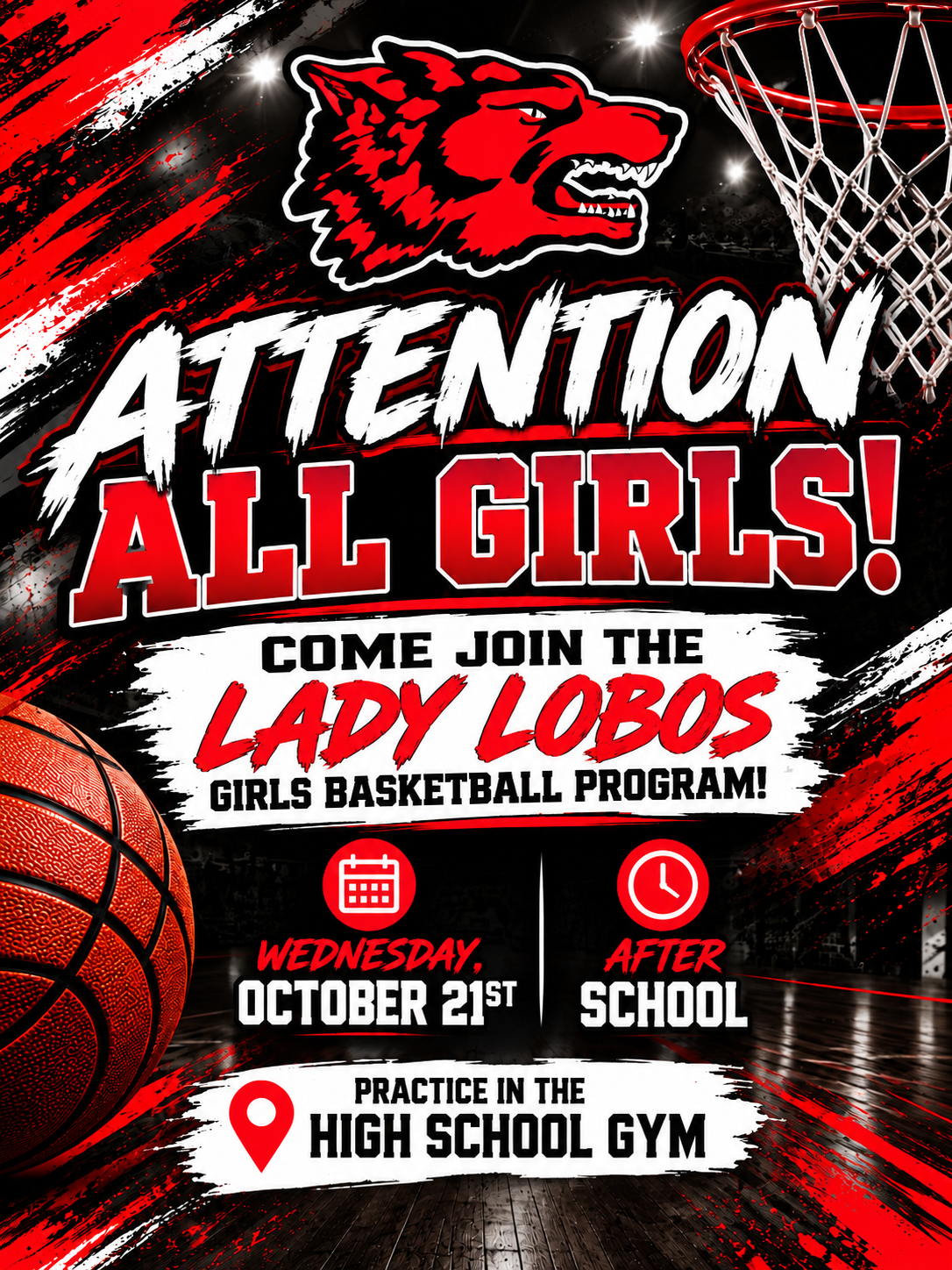 🐺🏀 ATTENTION, ALL GIRLS! JOIN THE LADY LOBOS BASKETBALL FAMILY! 🏀🔥