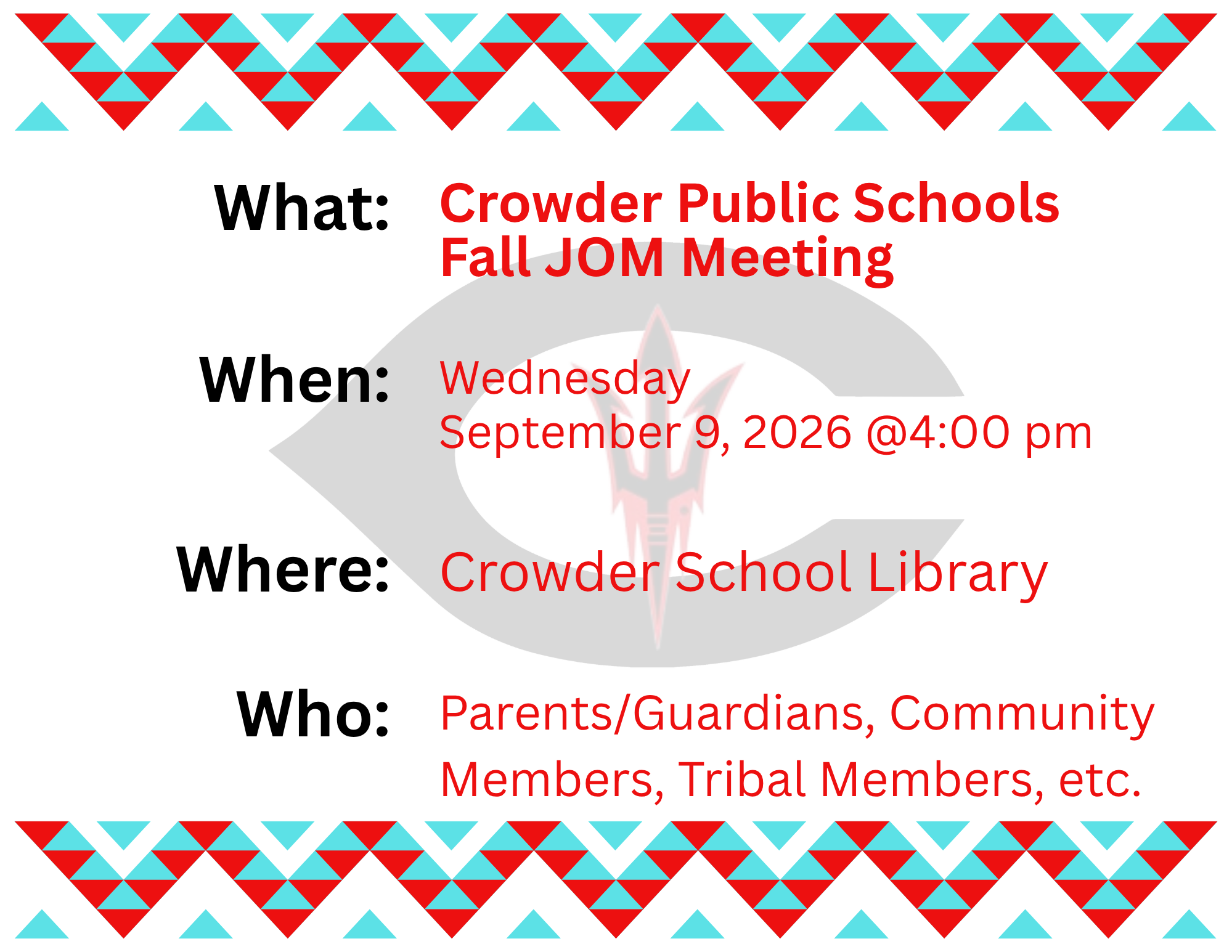 Annual Fall JOM Meeting 9/9/2026