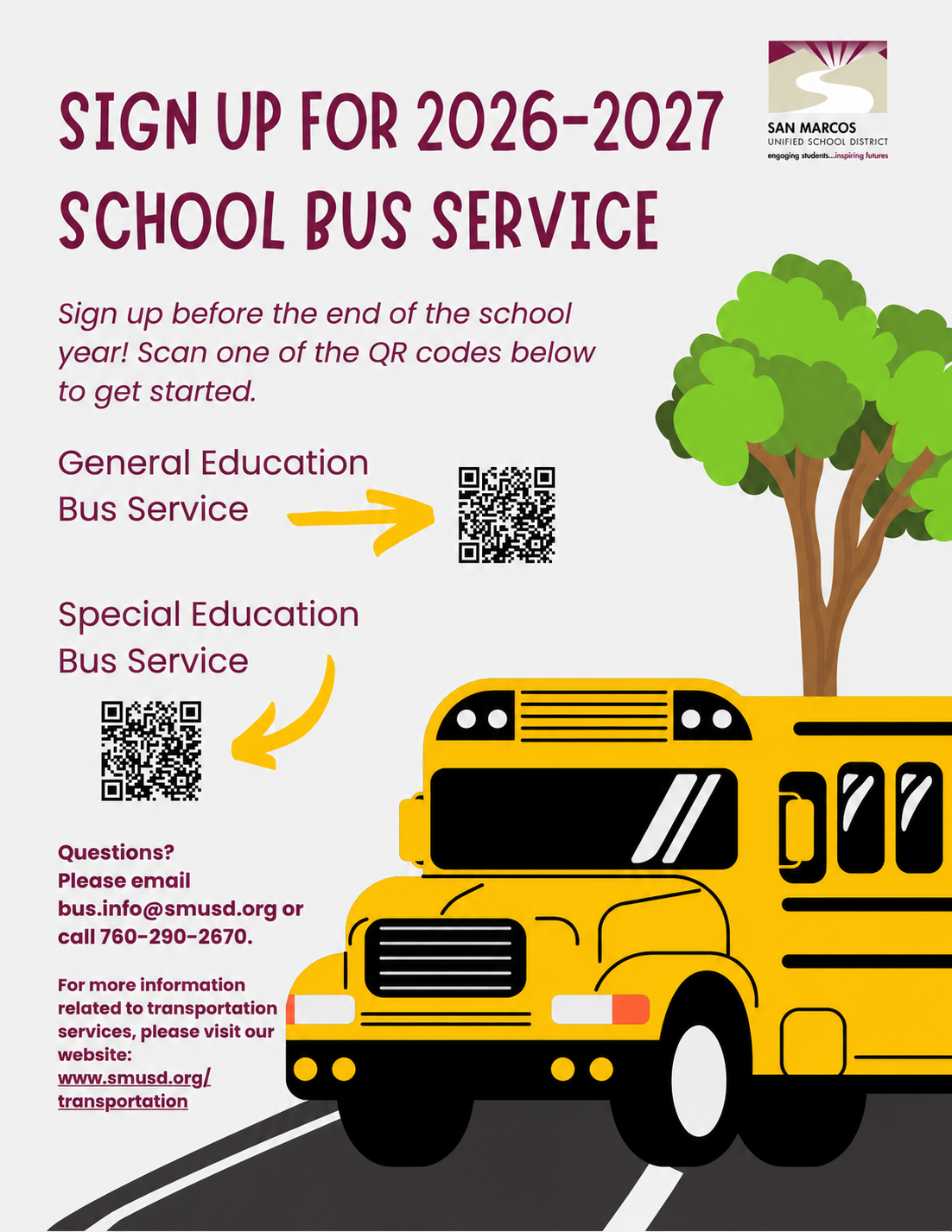 2026-27 Sign Up For School Bus Service