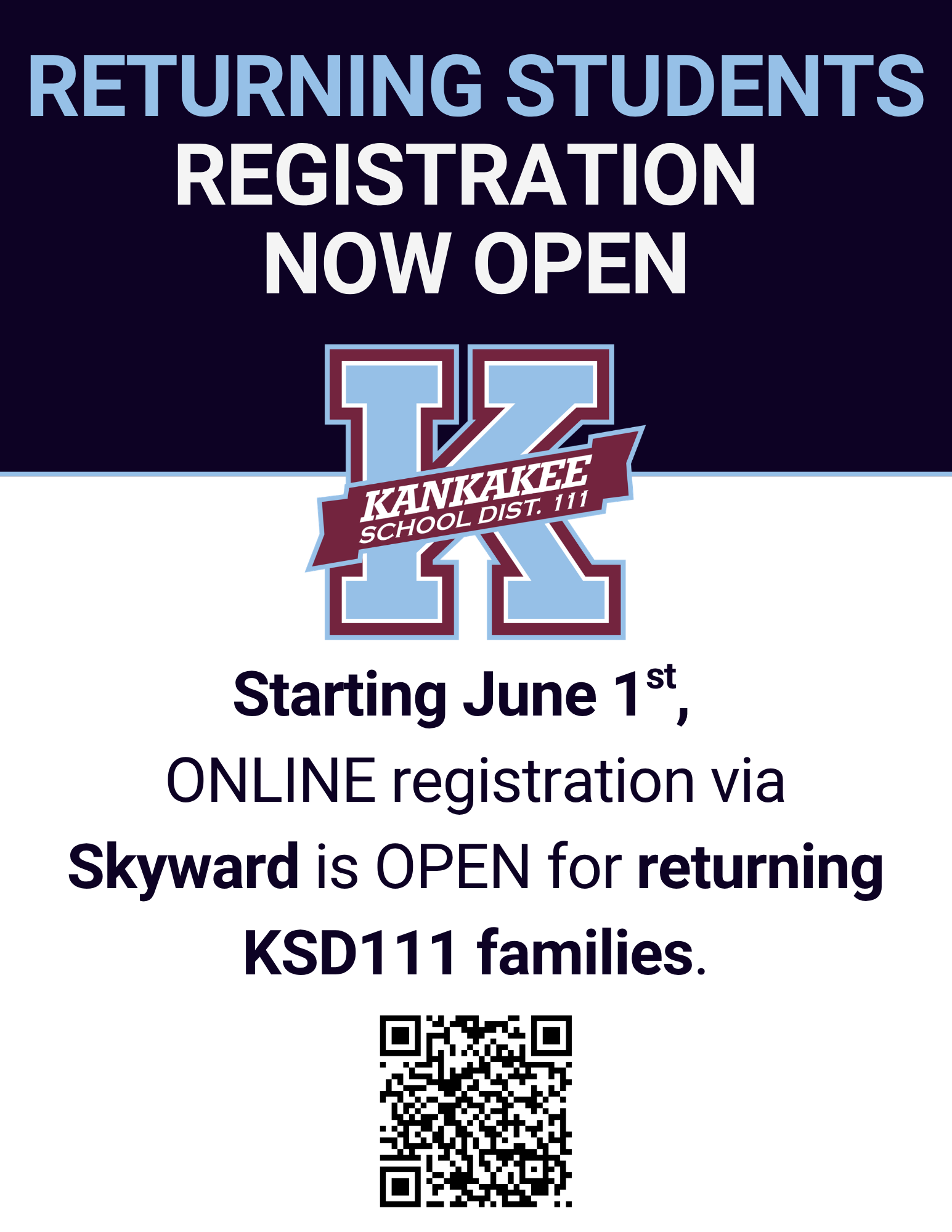 Registration NOW OPEN for Returning Students 
