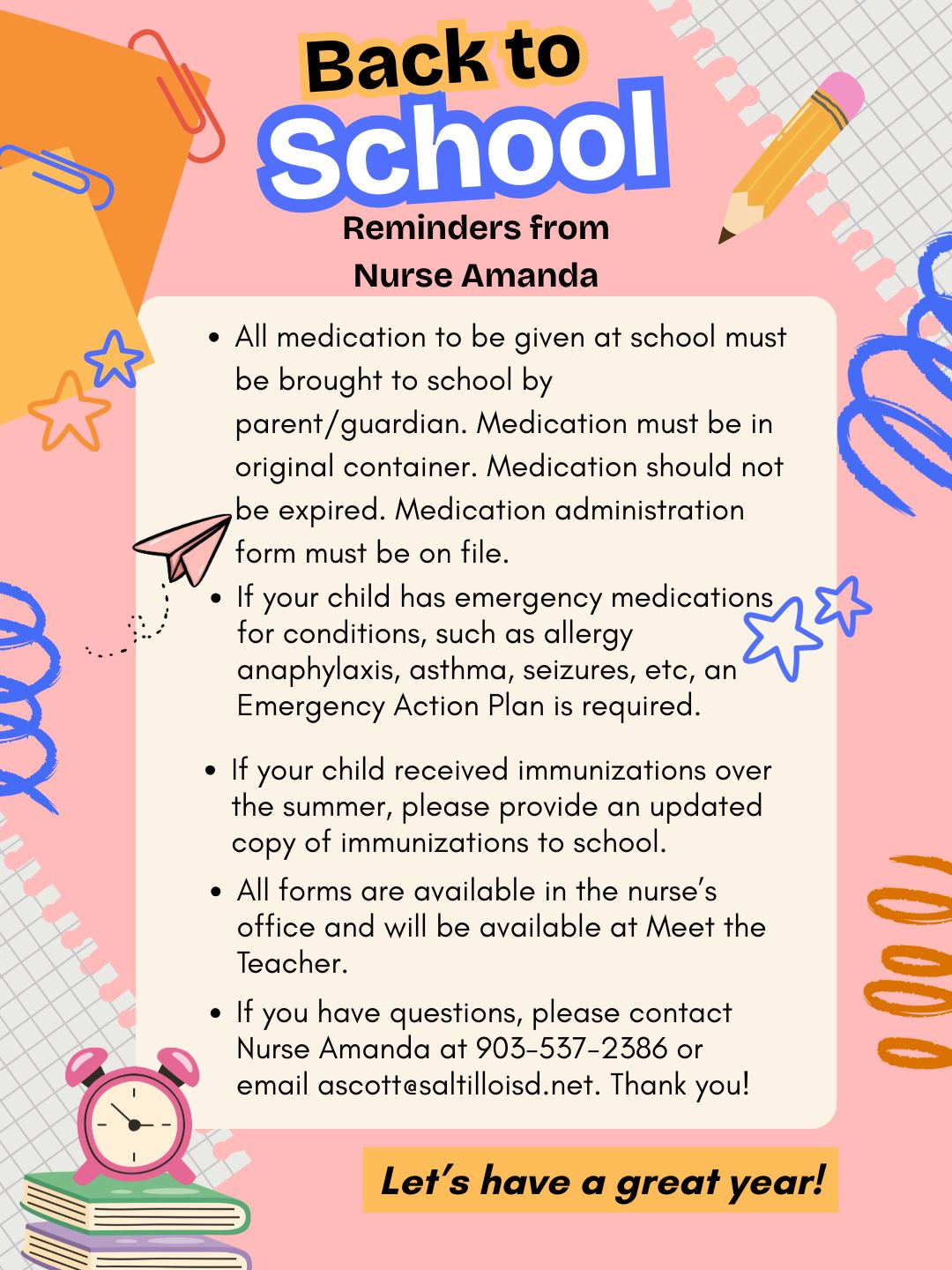 Back to School Reminders