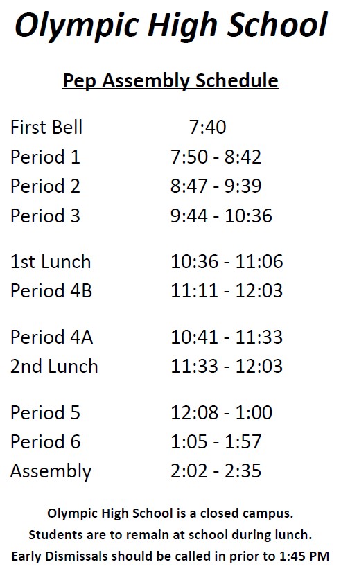 Homecoming Pep Assembly Bell Schedule 