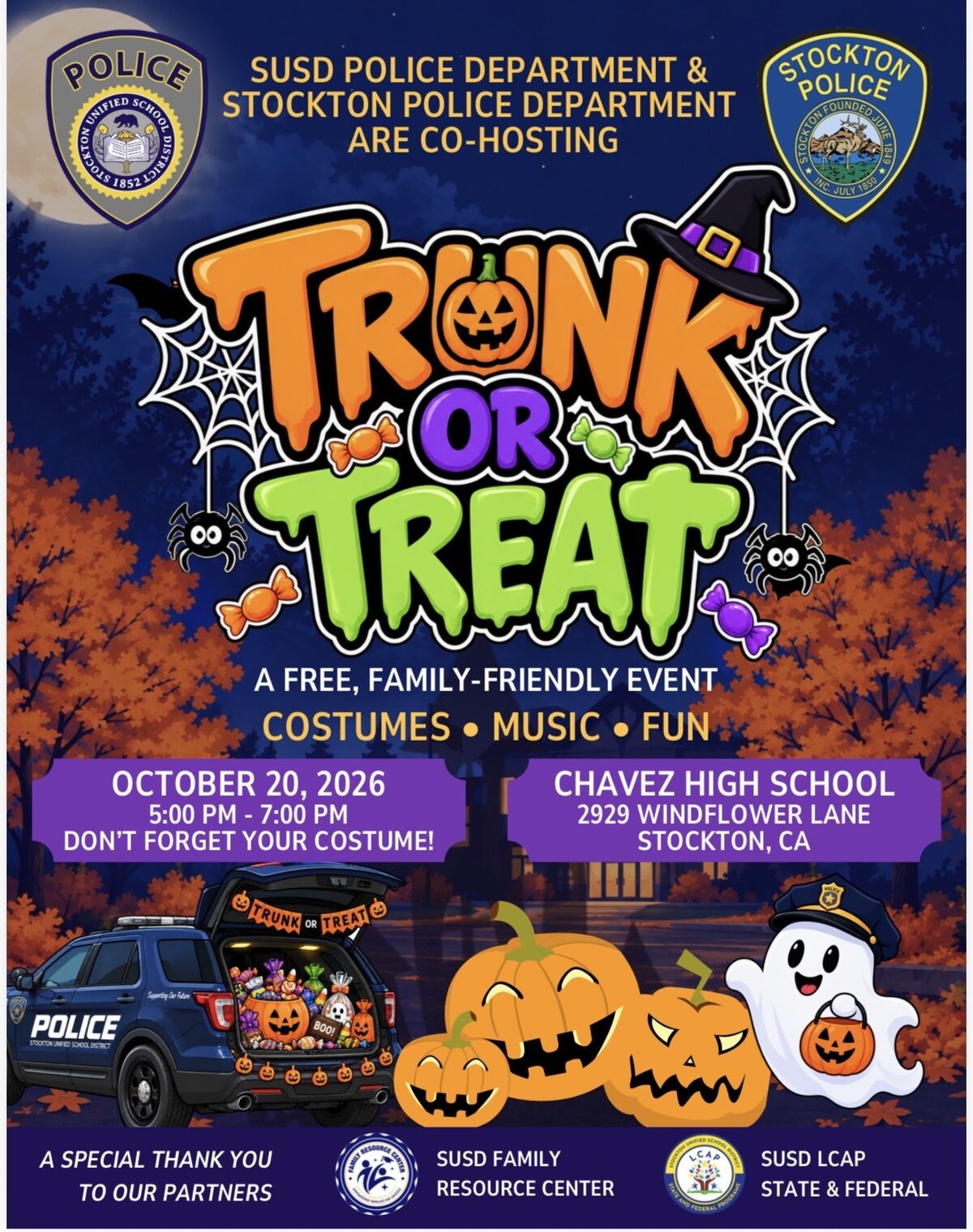 SUSD & Stockton PD Trunk or Treat Event – October 20, 2026