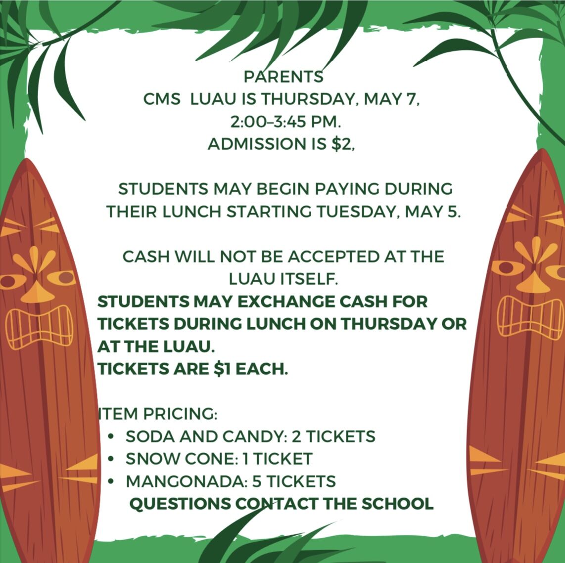 CMS Luau—full of fun, food, and island vibes! 🌴☀️