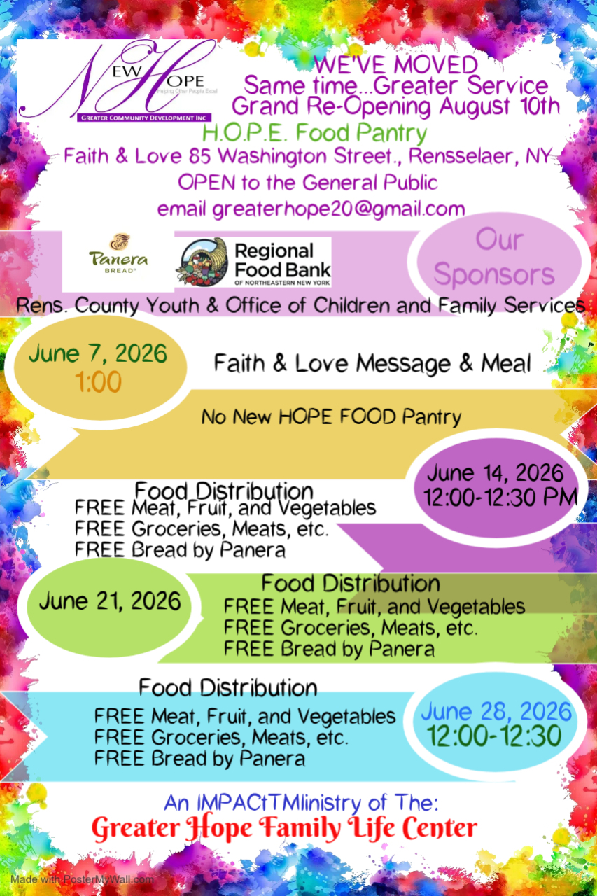 Sunday Food Distribution: Weekly H.O.P.E. Food Pantry Is Open!