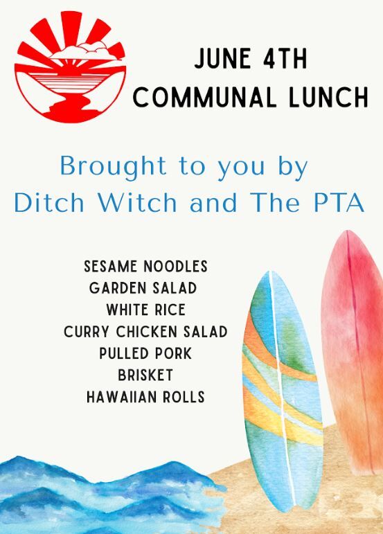 This Thursday June 4th Communal Lunch from The Ditch Witch