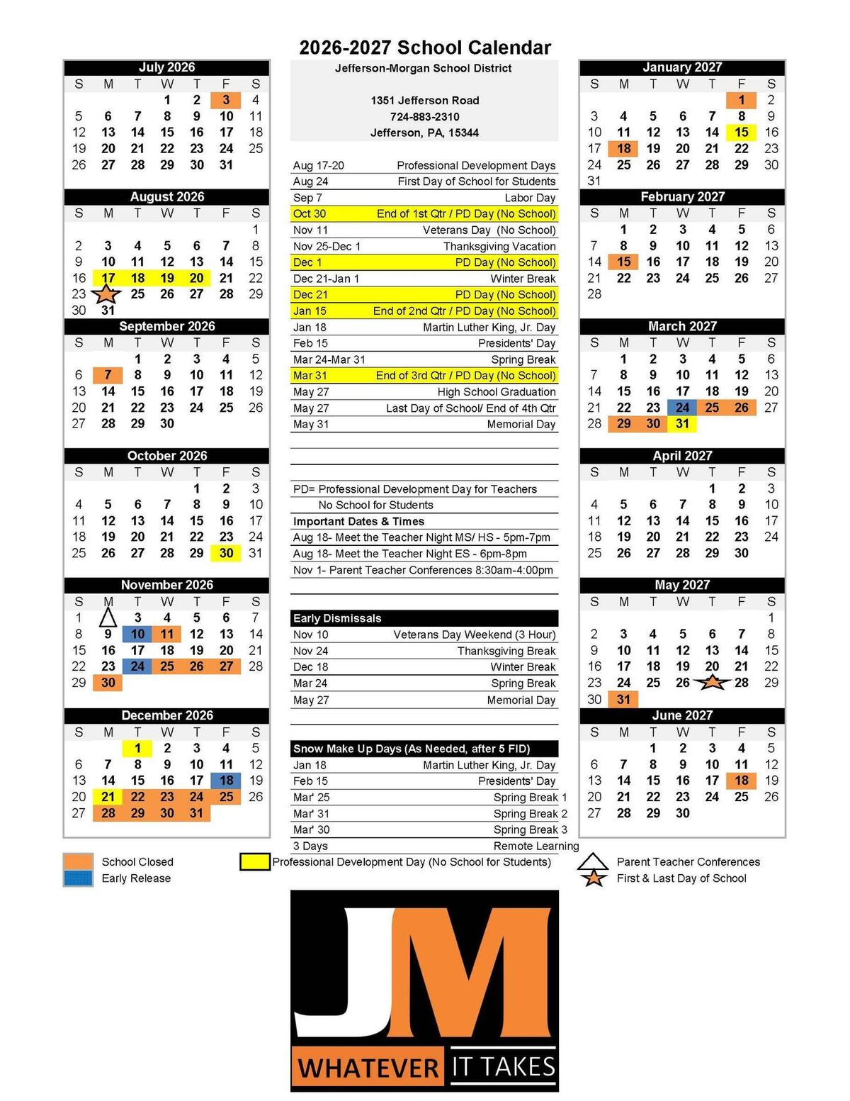 2026-2027 Welcome Back Letter to Parents, Guardians, and Students