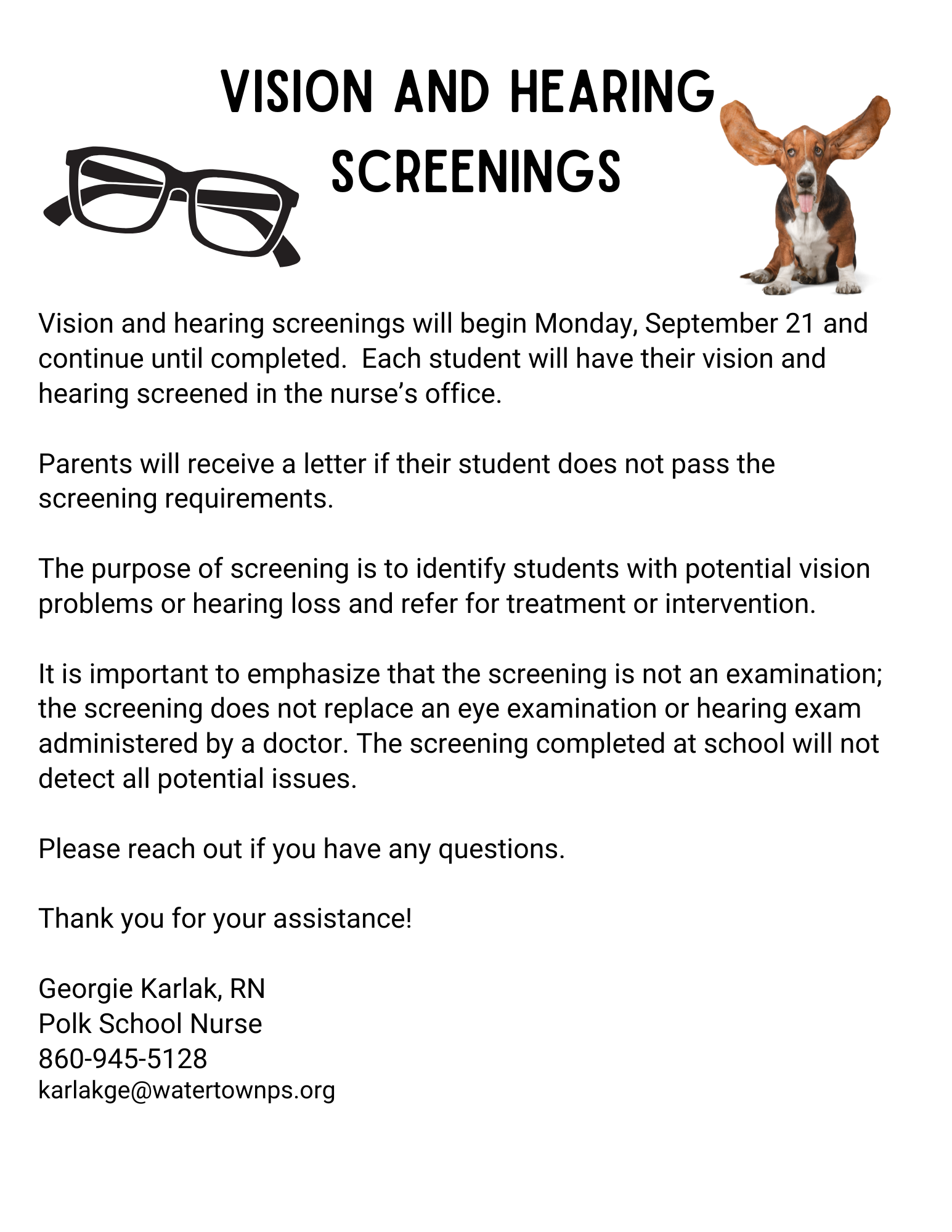 Vision & Hearing Screen information