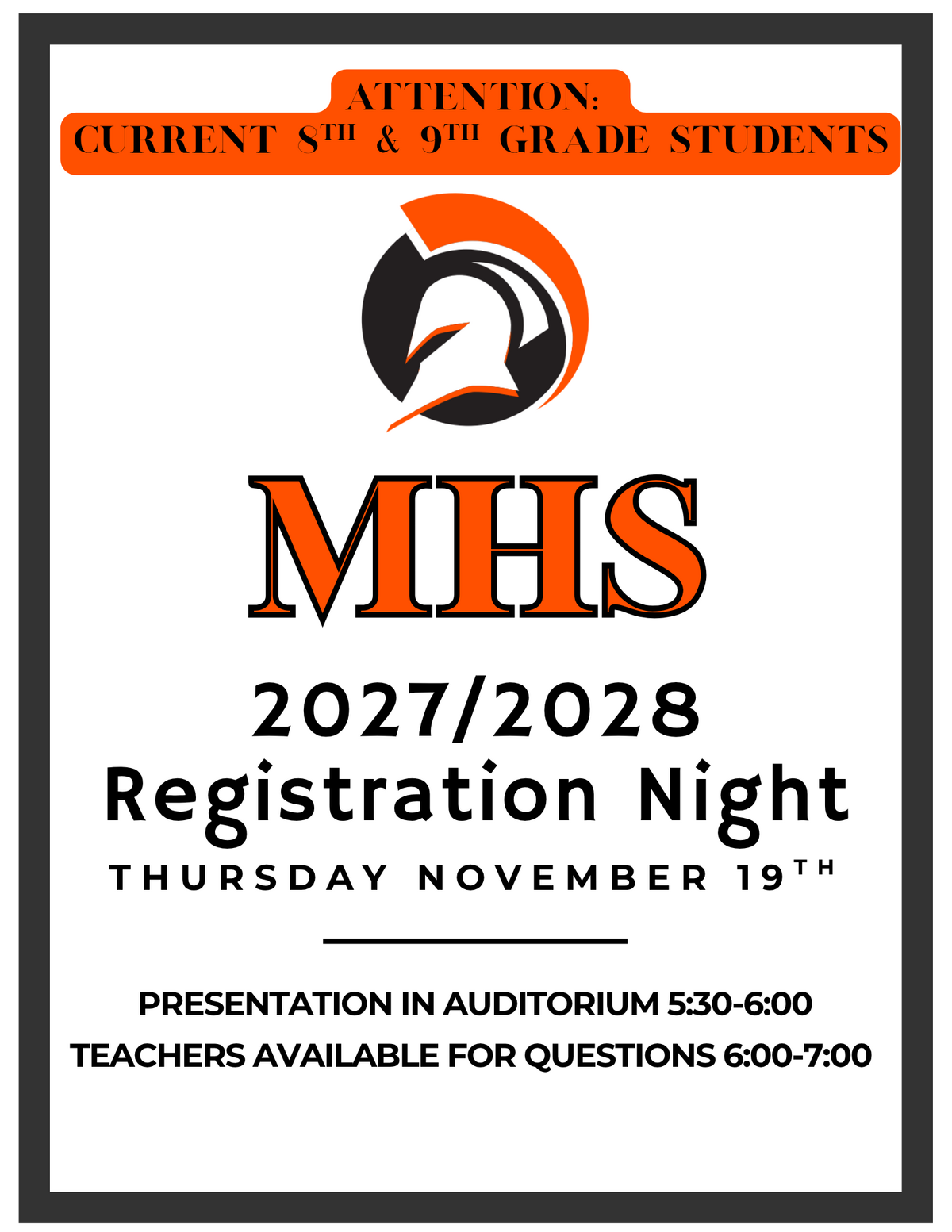 Registration Night for Students Attending Murray High Next Year!