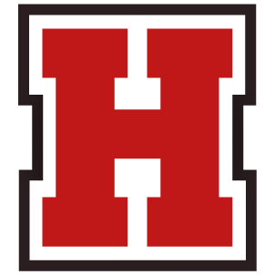A large, bold red letter 'H' with a white outline and a black border.