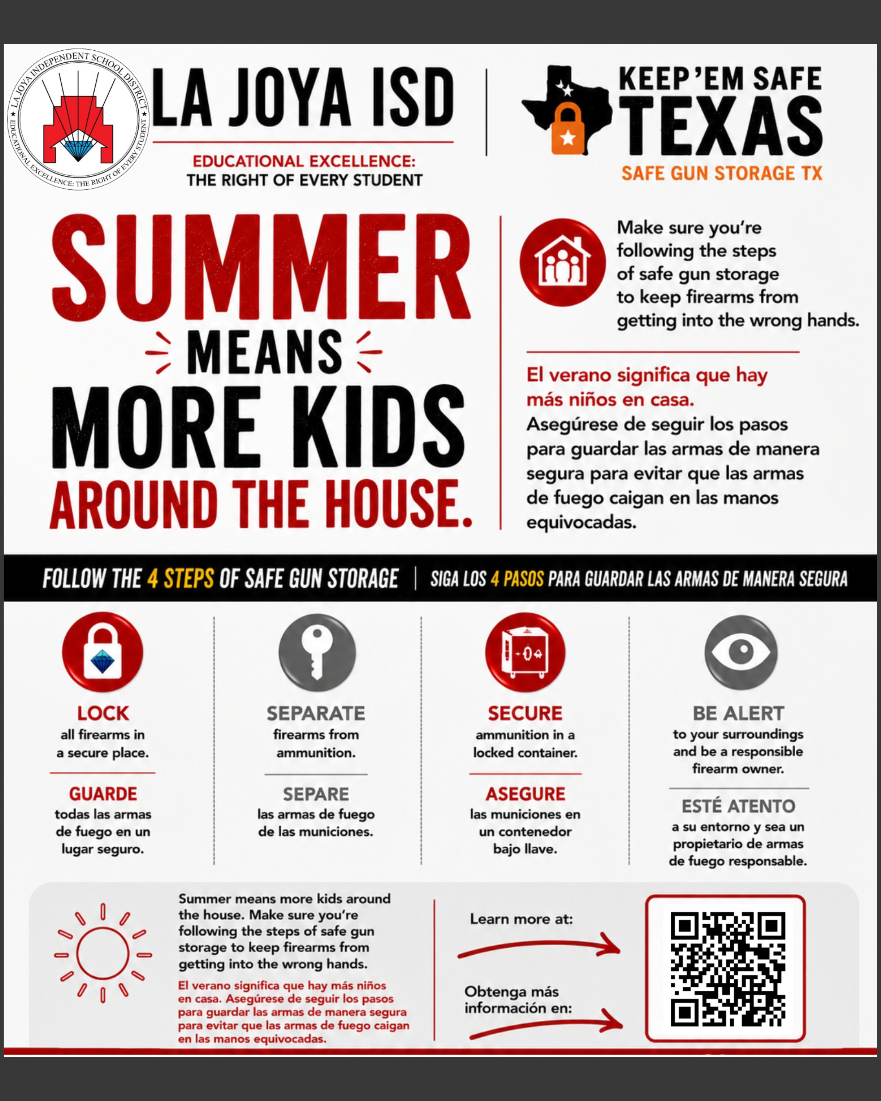 ☀️🏡 Summer means more kids are home - and that's a great time to review safe firearm storage practices. ❤️🖤