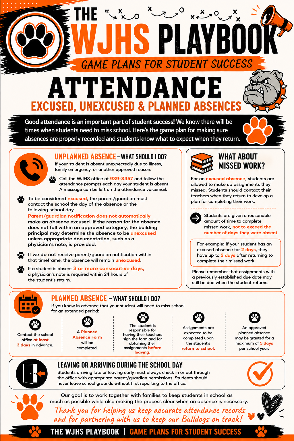 🐾 The WJHS Playbook: Attendance – What Families Need to Know