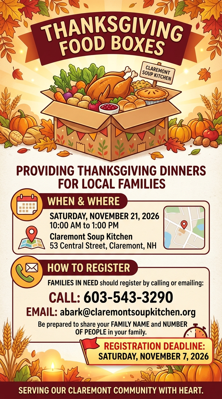 Thanksgiving Food Box SIgn Up w/ Claremont Soup Kitchen