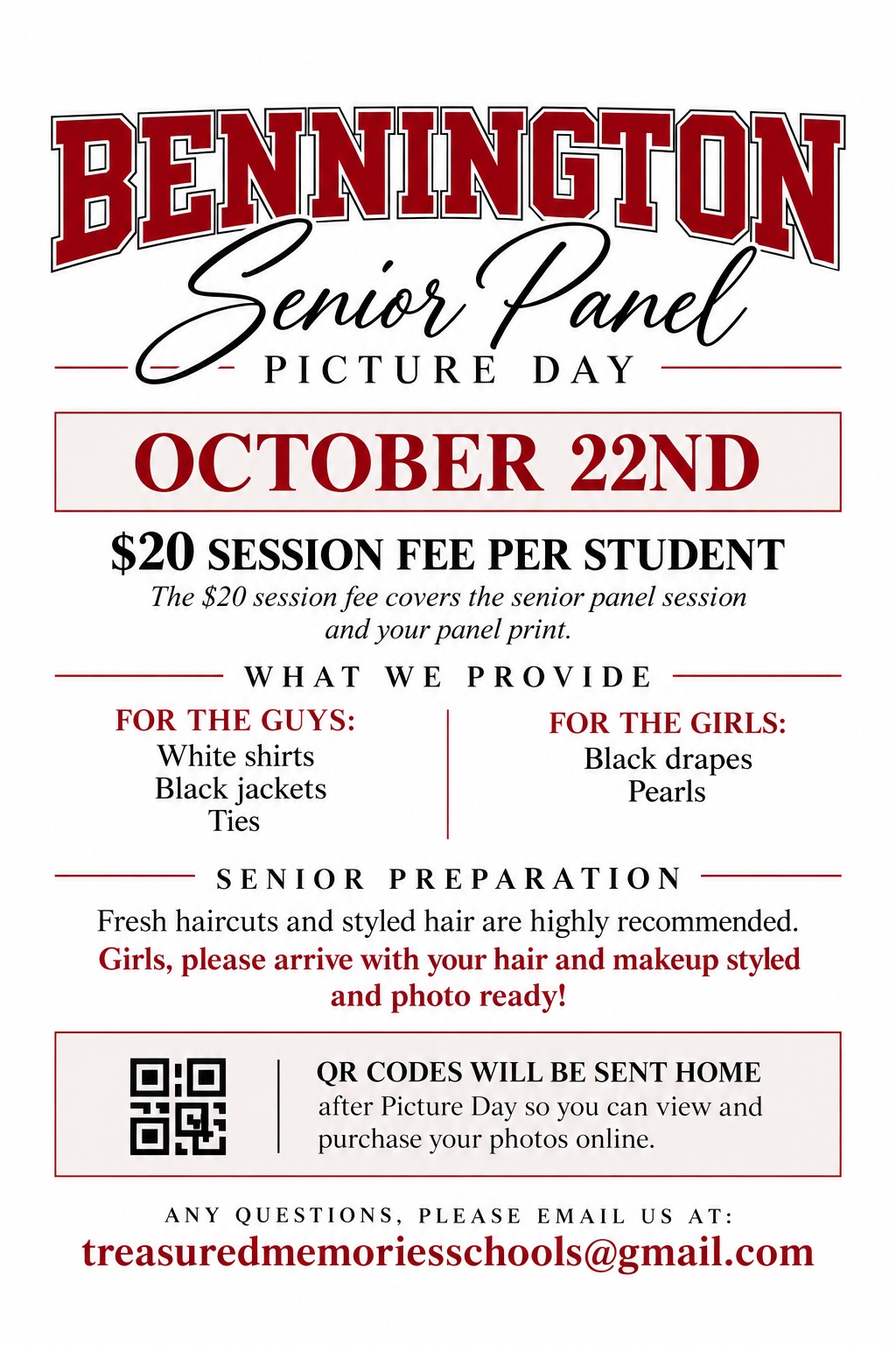 Senior Panel Picture Day - October 22nd