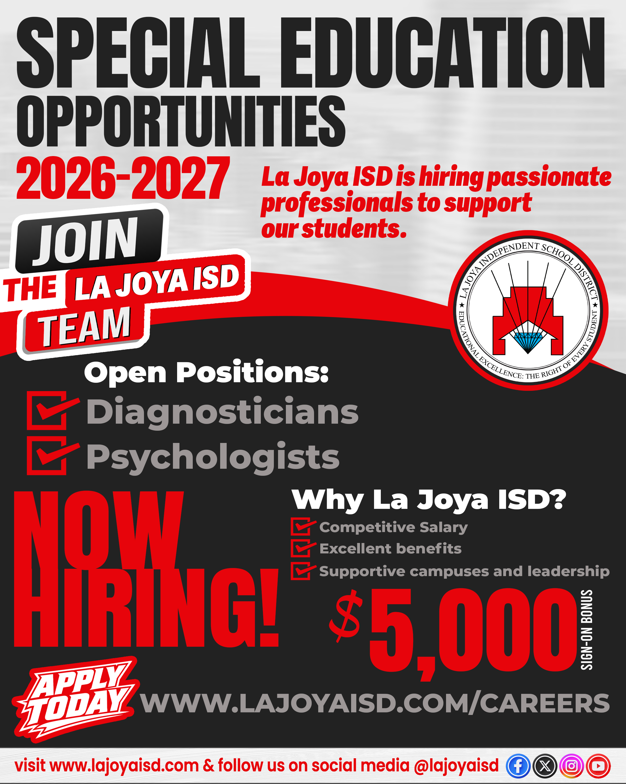 Make a Difference. Join the La Joya ISD Team!