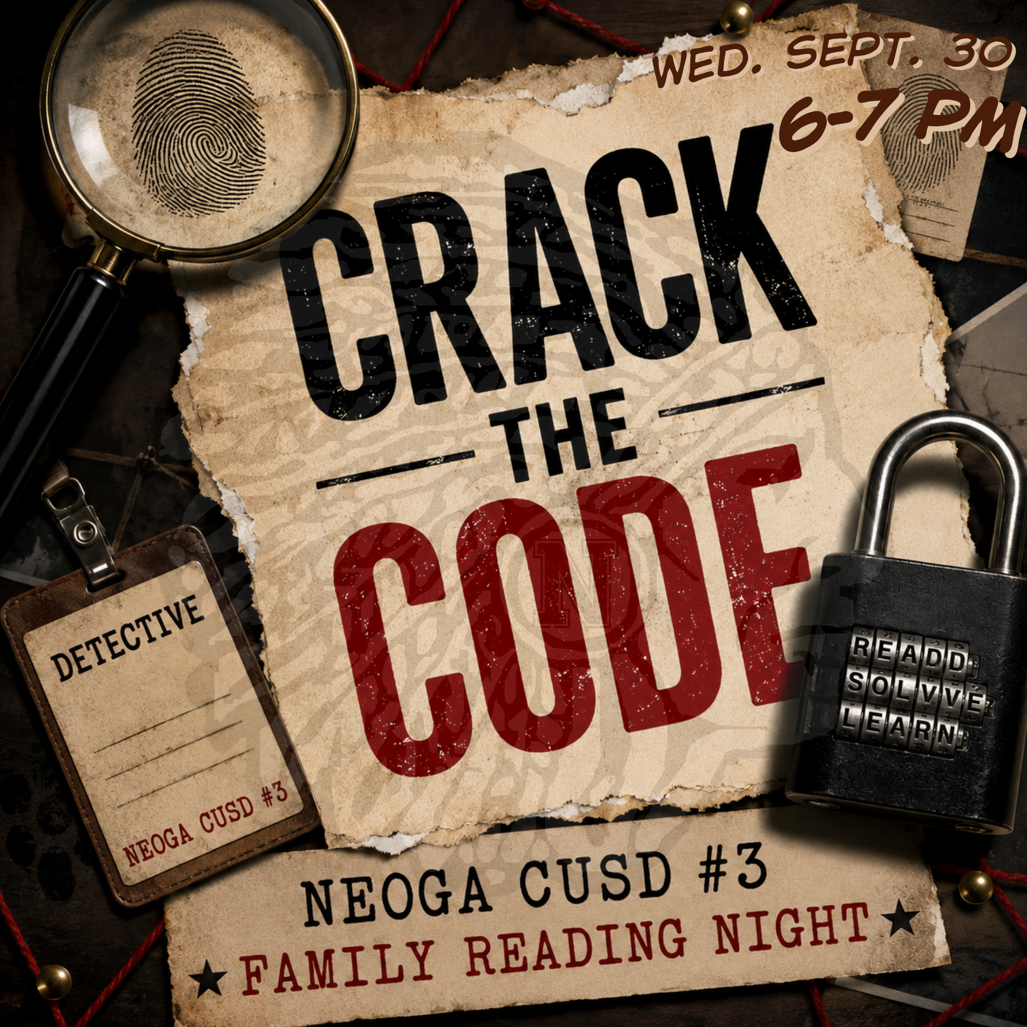 🔎 Crack the Code: Family Reading Night – September 30! 📚