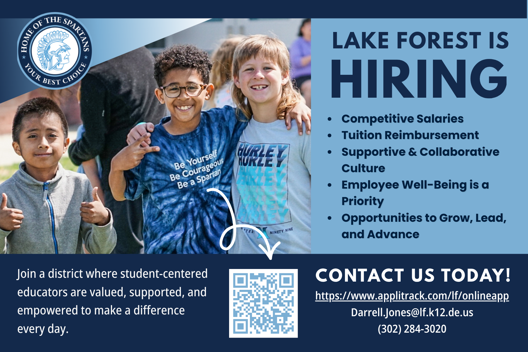 Join the Spartan Team! Now Hiring Across Lake Forest School District!