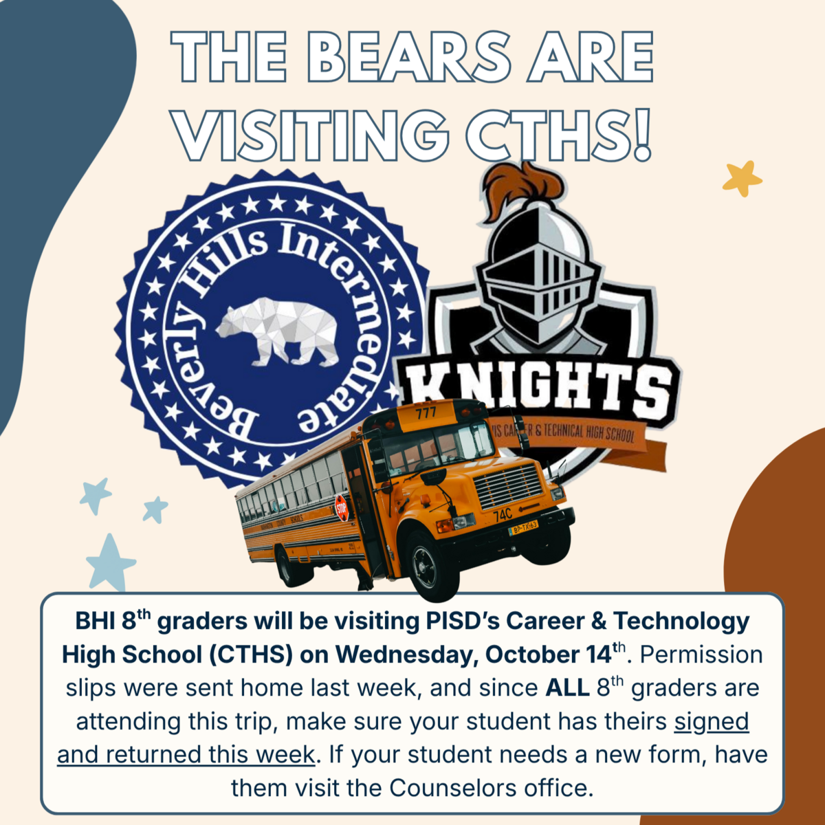 8th Grade CTHS Field Trip- Permission Slips are Due!