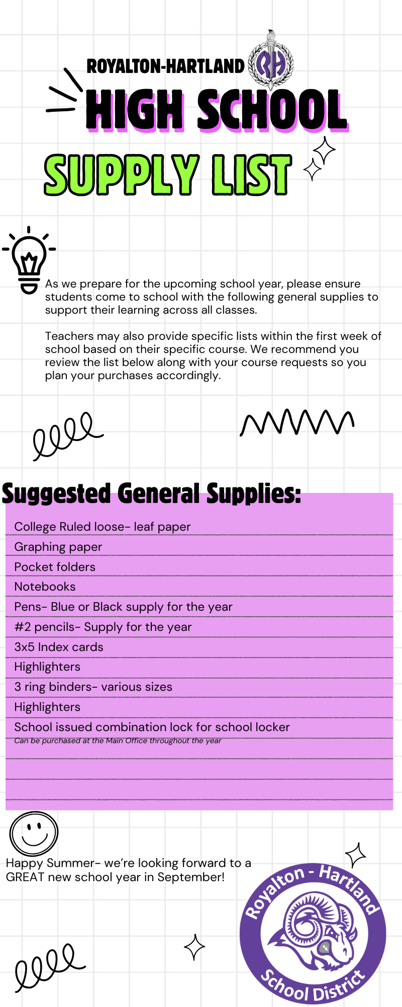 High School General Supply List