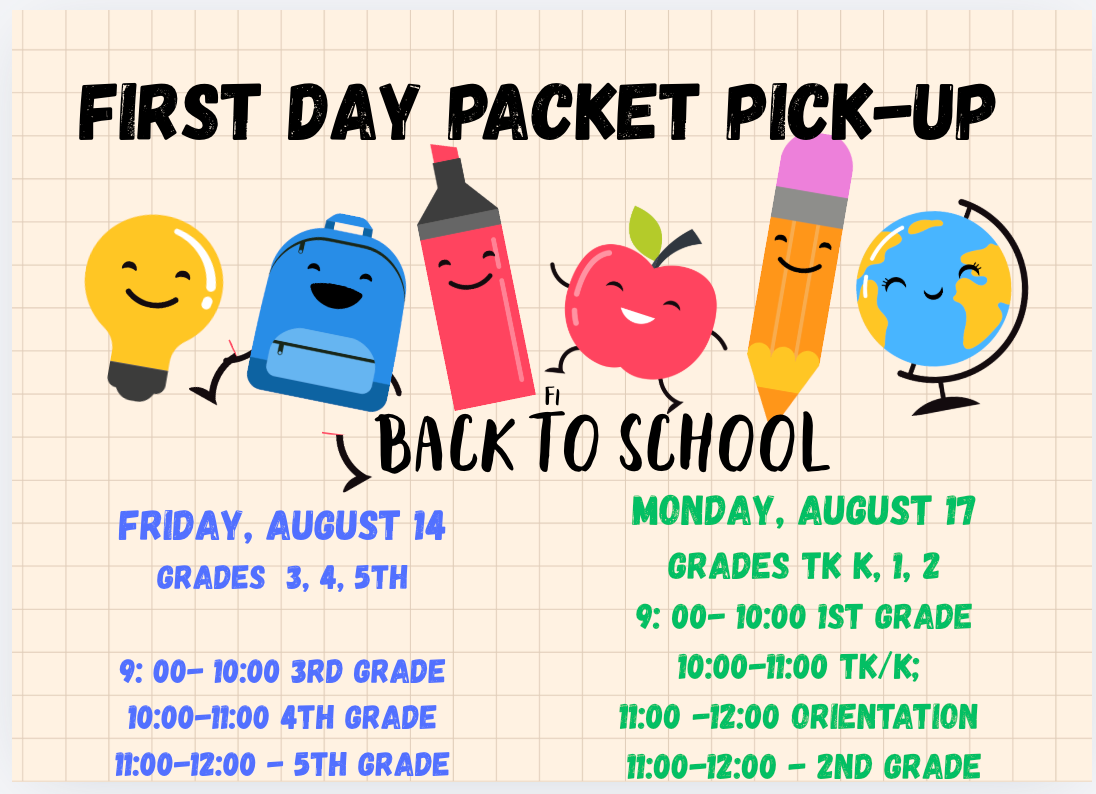 First Day Packet Pick up Schedule