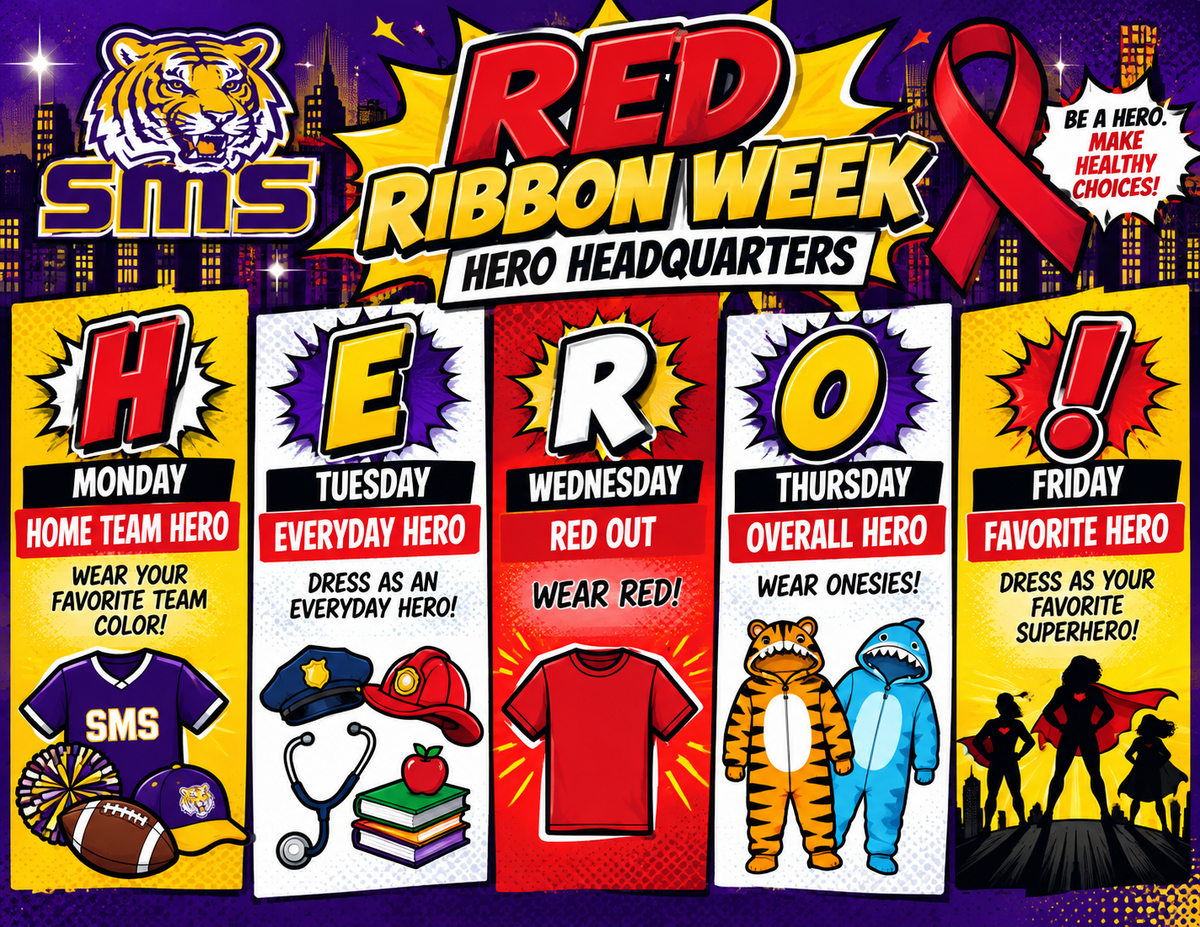 Red Ribbon Week Theme Days - Drug Free at SMS!!