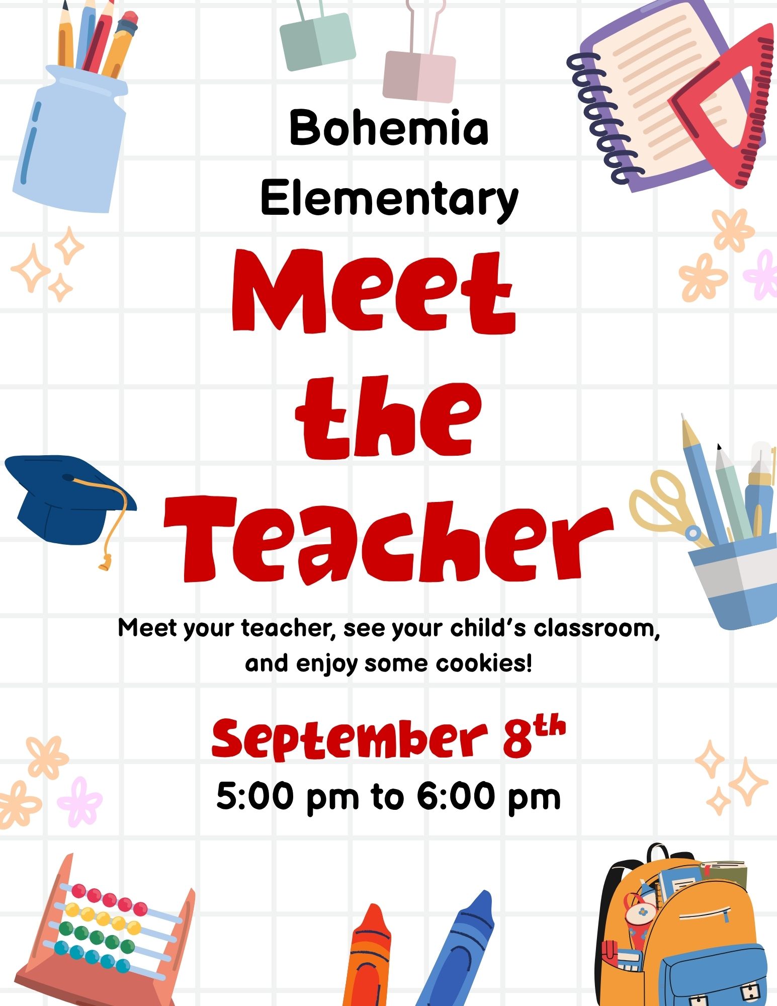Bohemia Meet the Teacher - Spetember 8th
