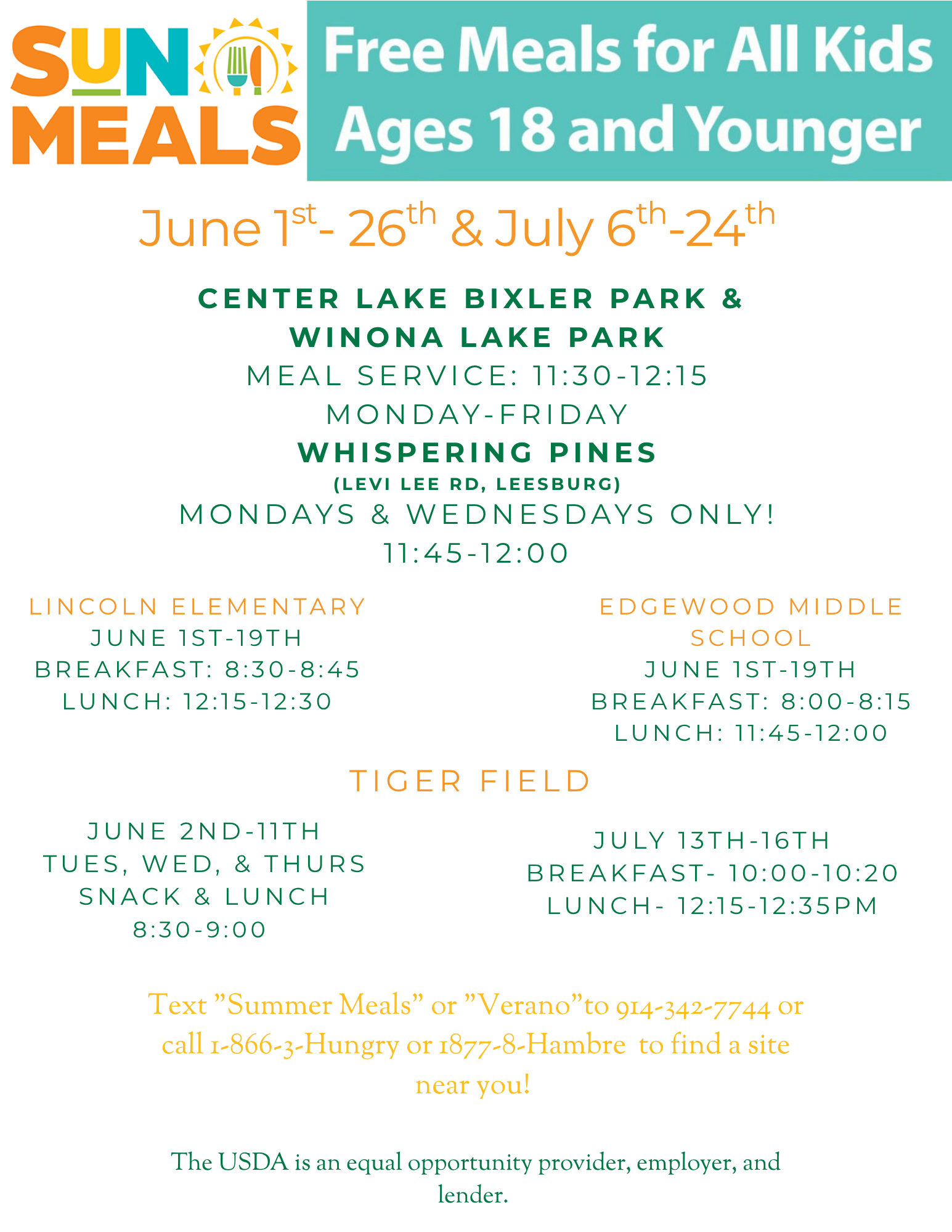 Free Summer Meals for Kids 18 & Under!