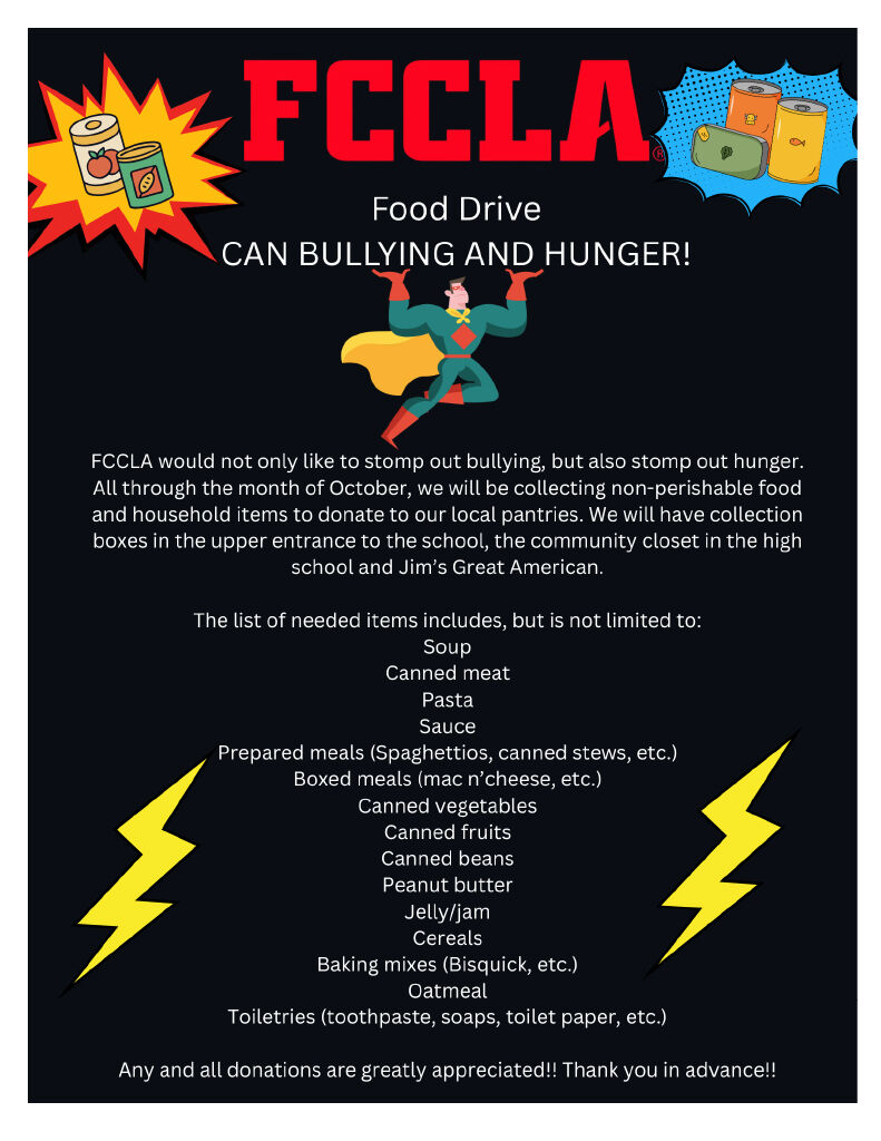 FCCLA "Stomp Out" Food Drive in October 
