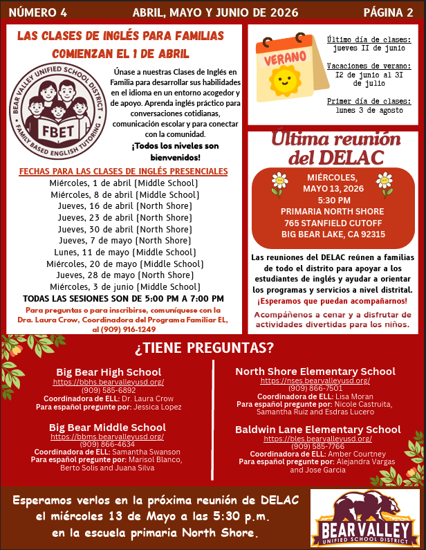 ELL Newsletter Spanish