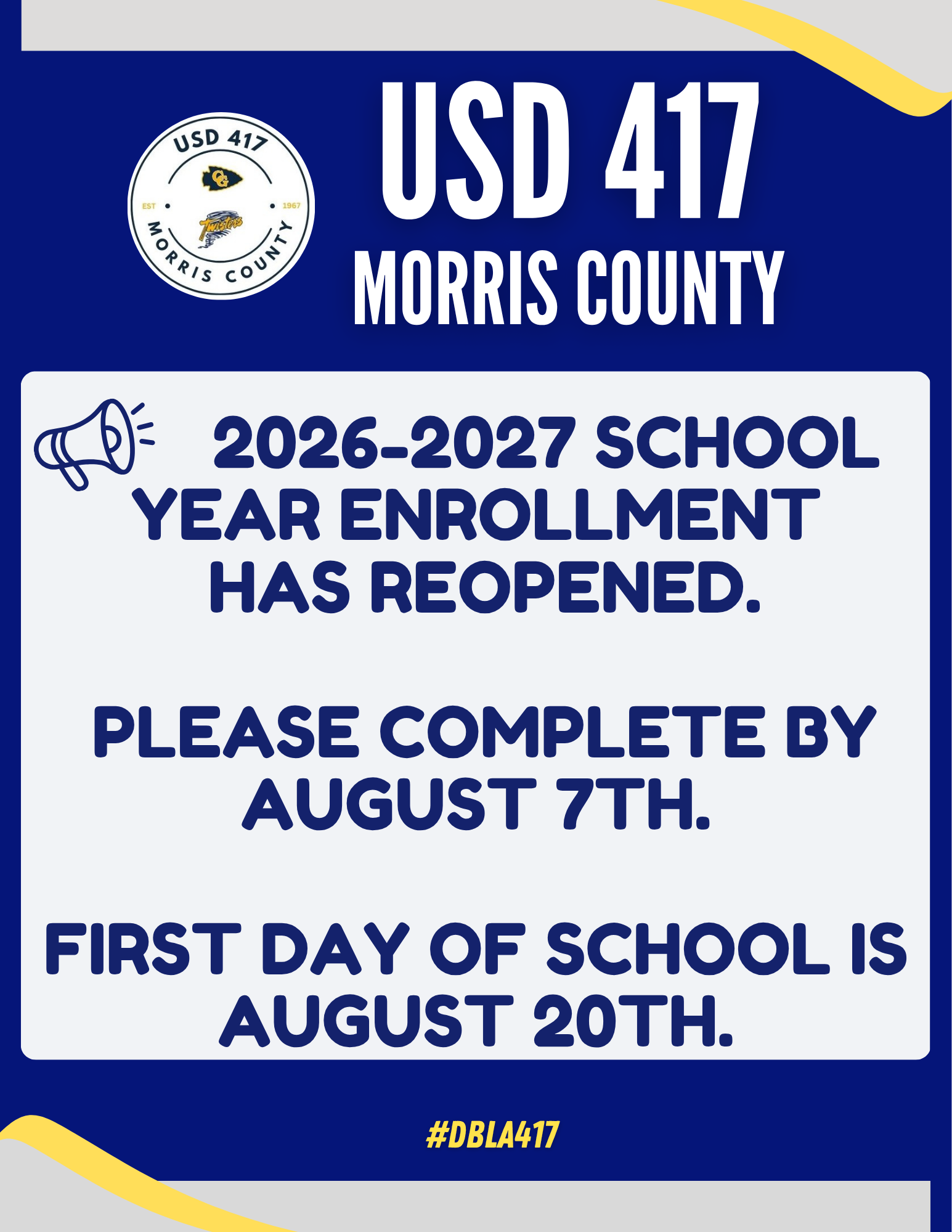 ENROLLMENT HAS REOPENED - PLEASE COMPLETE BY AUGUST 7