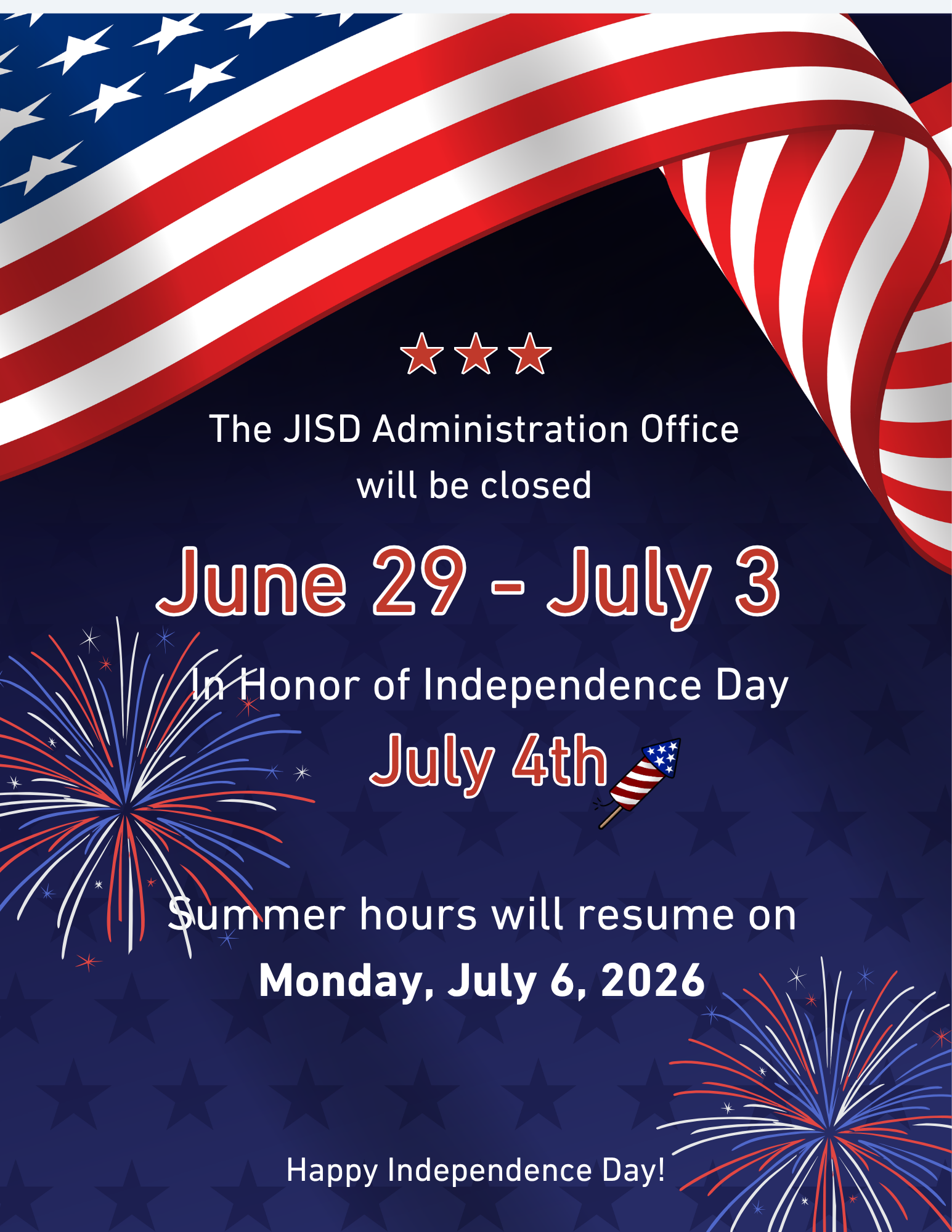 JISD Administration Office Closure