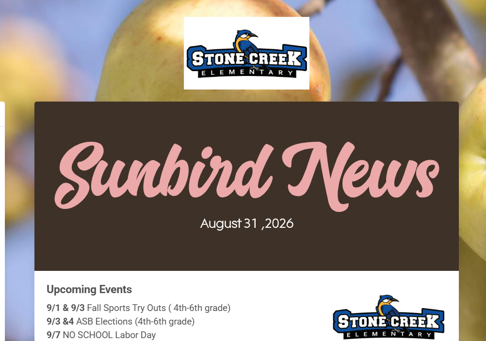 Sunbird News- week of 8/31/26