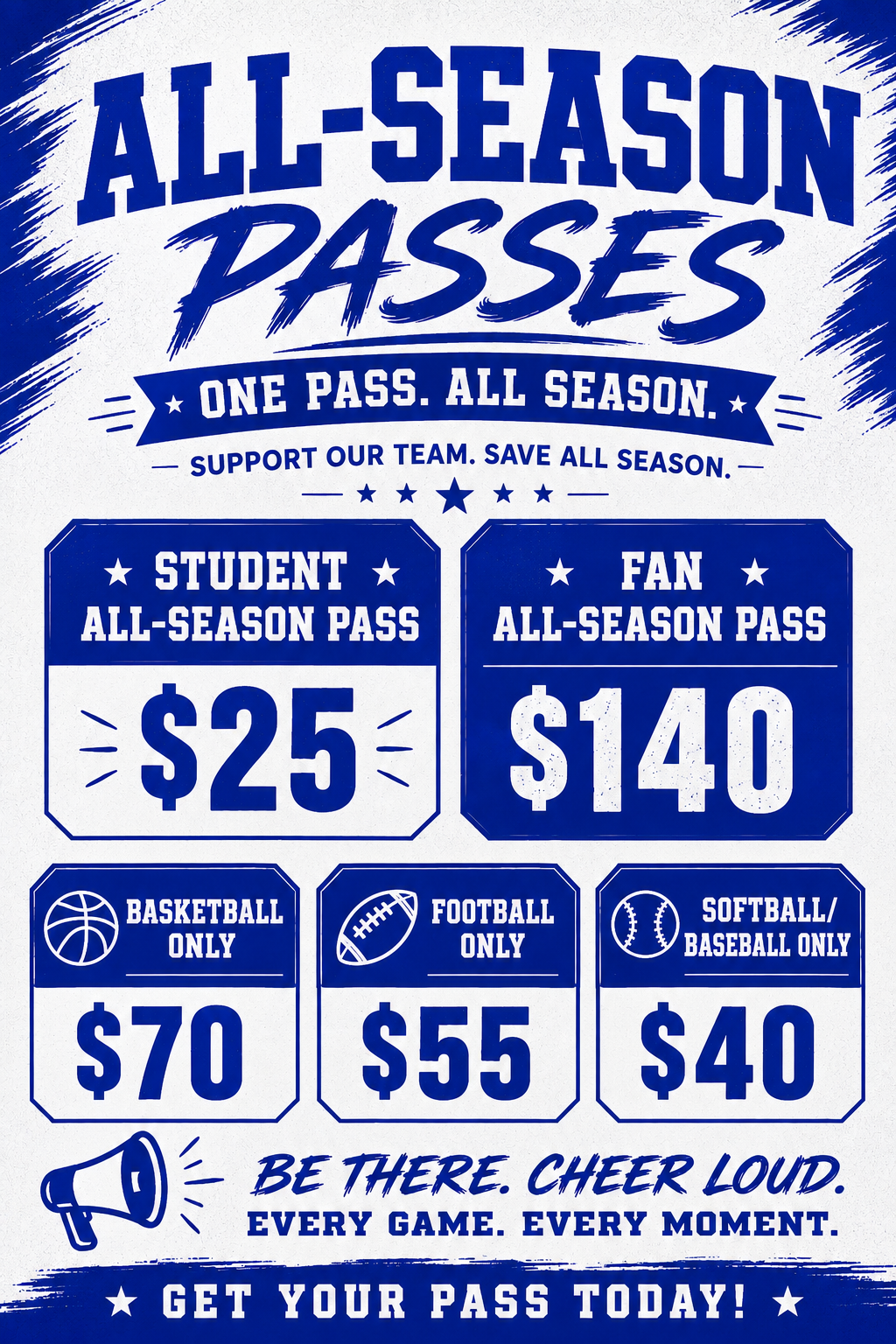 SPORTS PASSES GO ON SALE NEXT WEEK!