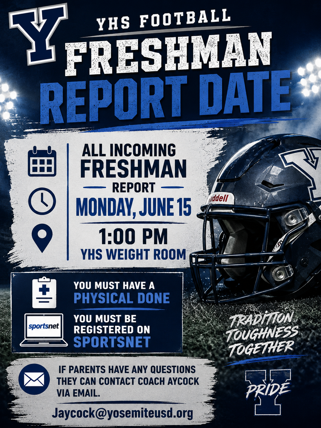 🏈YHS Football for Incoming Freshman!
